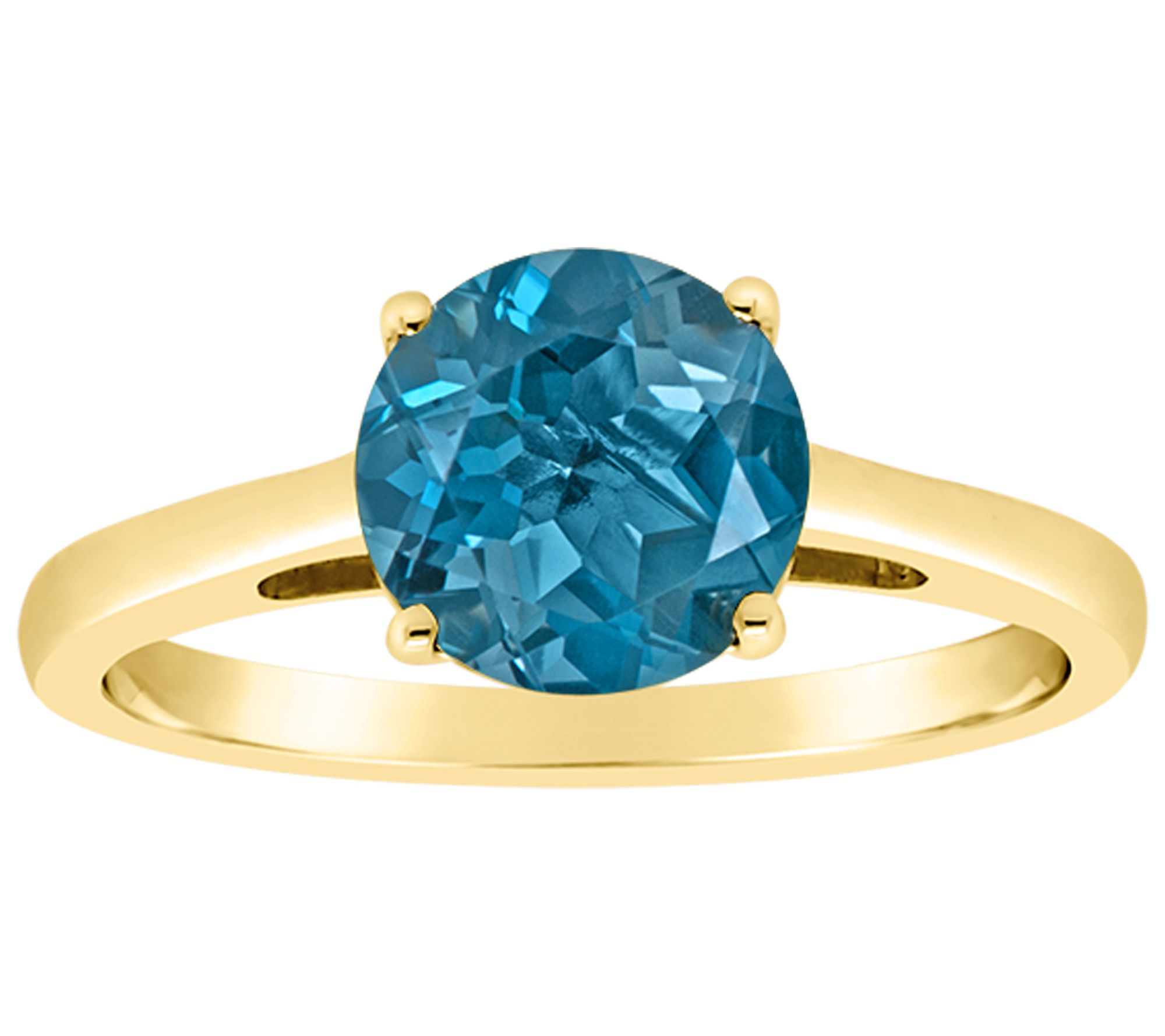 14K Gold 2.20 cttw Round London Blue Topaz Ring