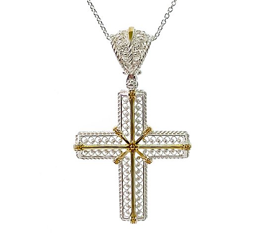 Artisan Crafted Two-Tone Sterling Cross w/ Chain