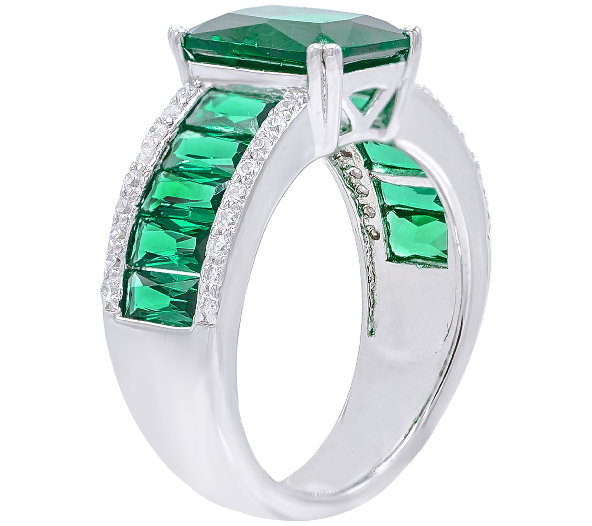 Diamonique 10.65 cttw Emerald Cut Ring, Sterling Silver - QVC.com
