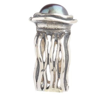 Or Paz Sterling Black Cultured FreshwaterPearl Band Ring - QVC.com