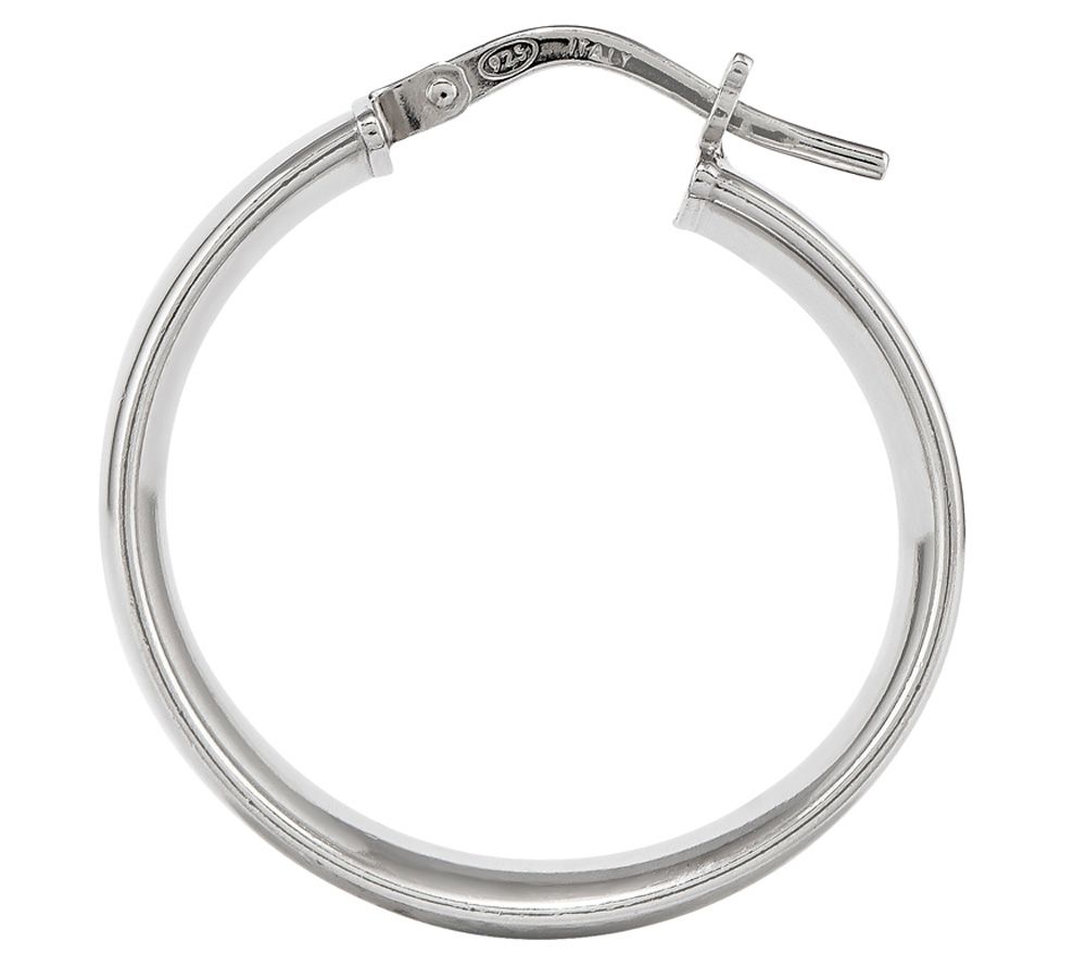 Sterling Silver Round Polished Hoop Earrings by Silver Style - QVC.com