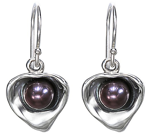 Hagit Sterling Cultured Pearl Contemporary Heart Earrings
