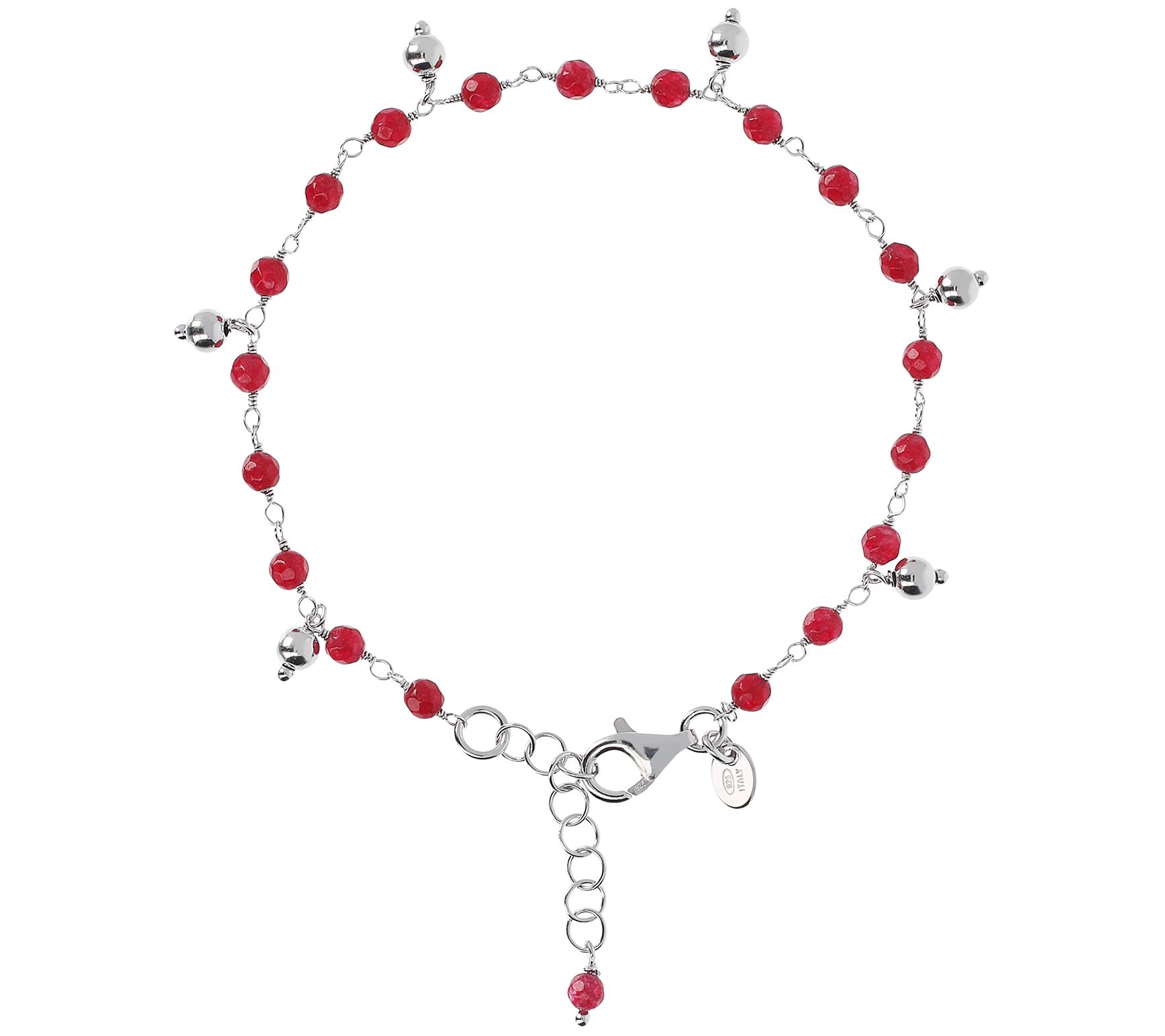 Italian Silver Gemstone & Dangle Bead Bracelet