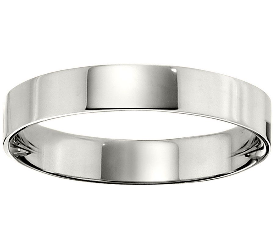 Men's 14K White Gold 4mm Flat Comfort Fit Wedding Band