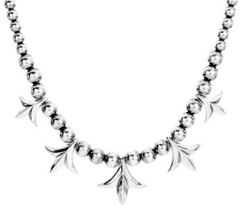 American West Sterling Squash Blossom Station Beaded Necklace - J385233