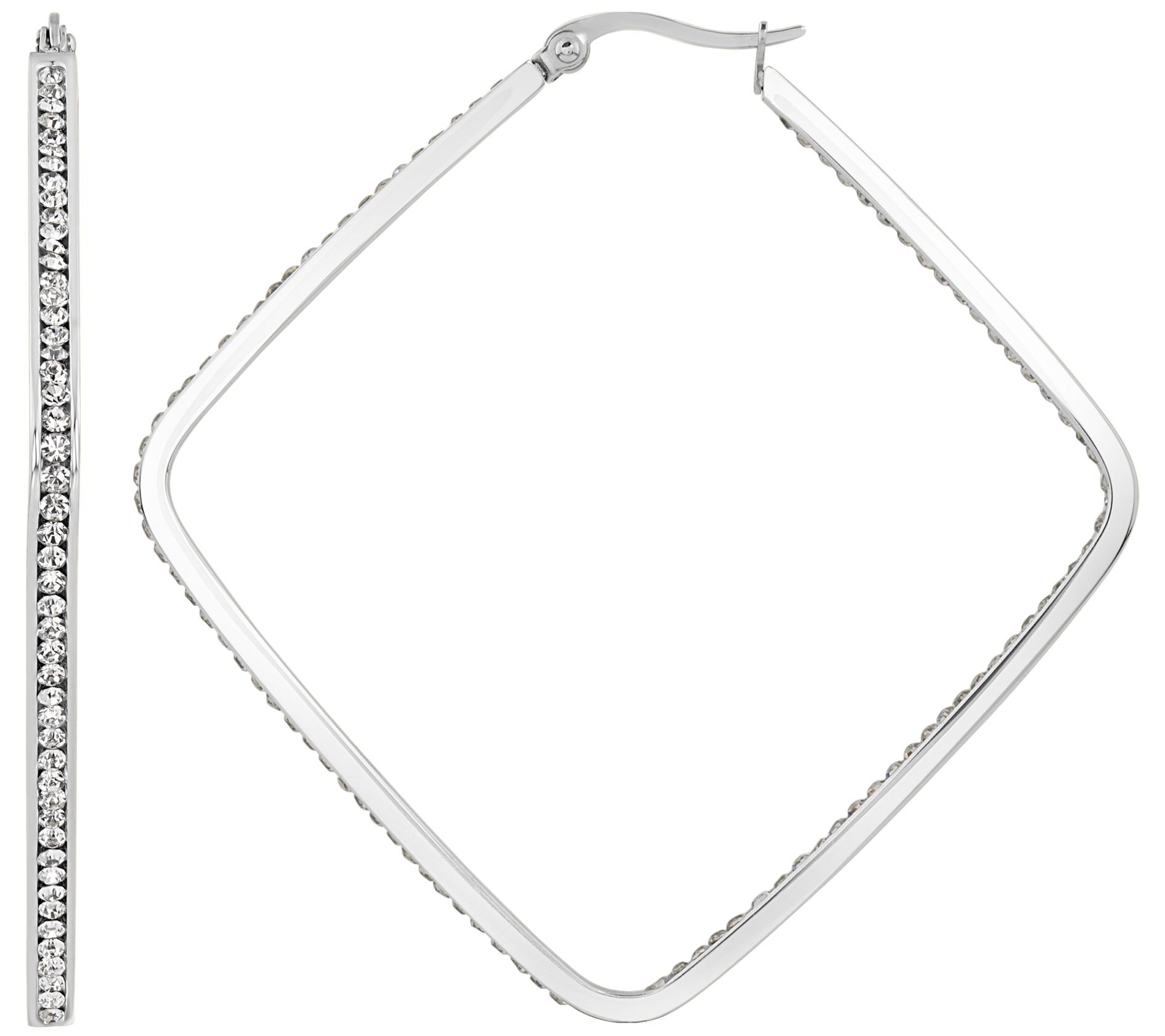 Steel by Design 2-3/8" Square Inside-Out HoopEarrings