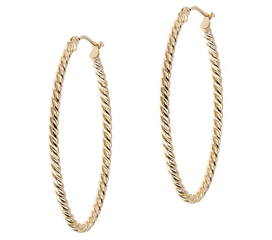 EternaGold 1-1/2" Twisted Oval Hoop Earrings, 1 4K Gold