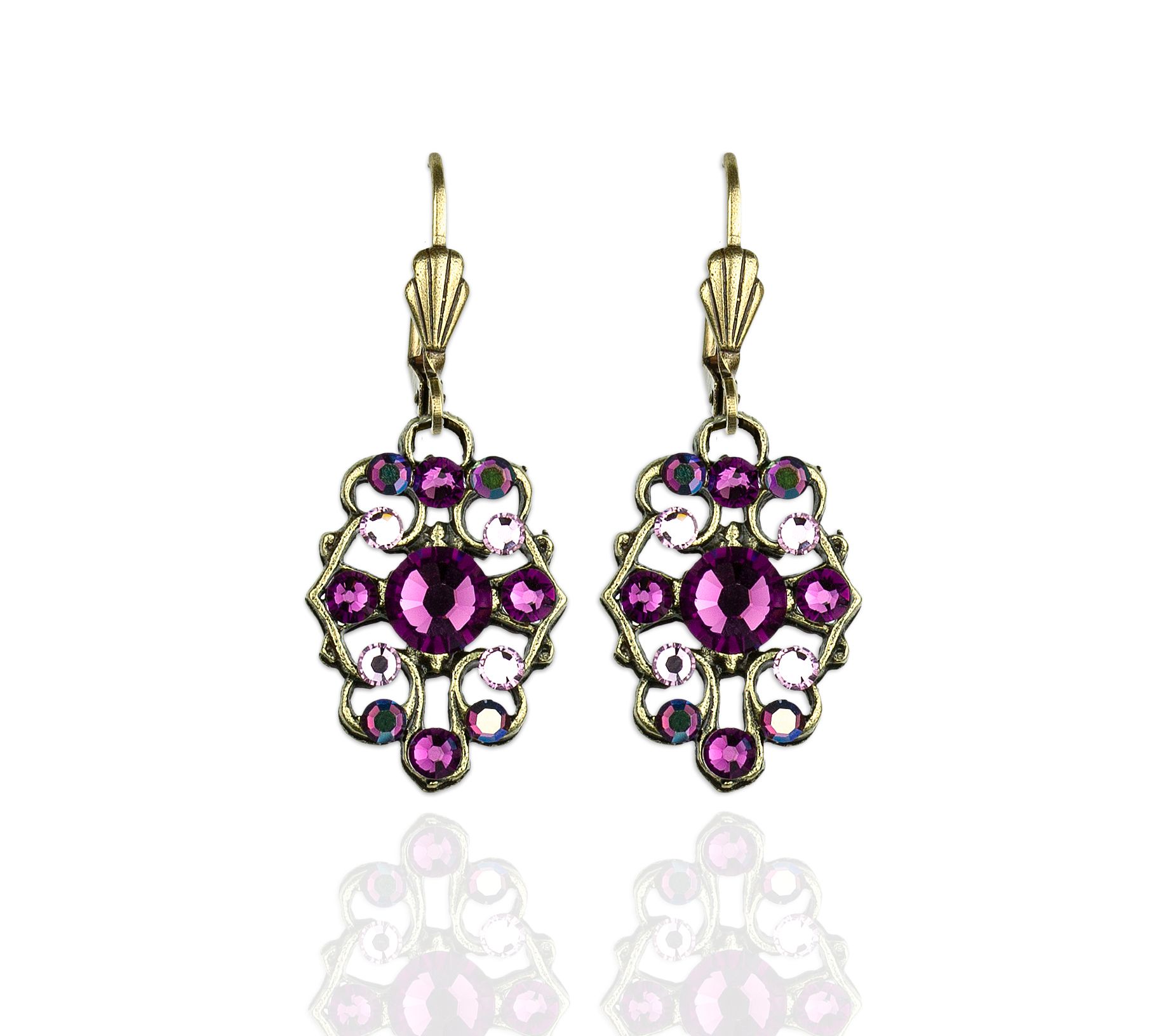 Anne Koplik Goldtone Crystal Filigree Drop Earrings