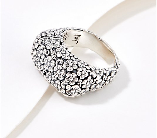 JAI Sterling Silver Signature Texture Dome Ring