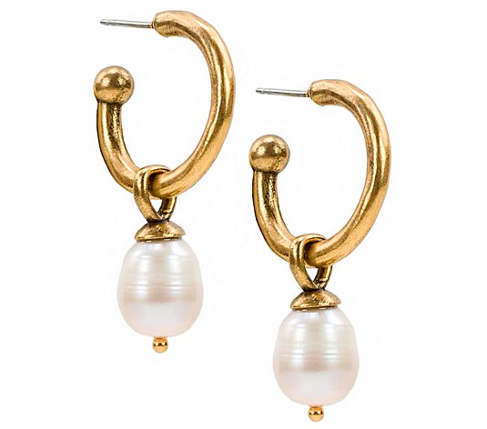 Patricia Nash Cultured Pearl Drop Hoop Earrings