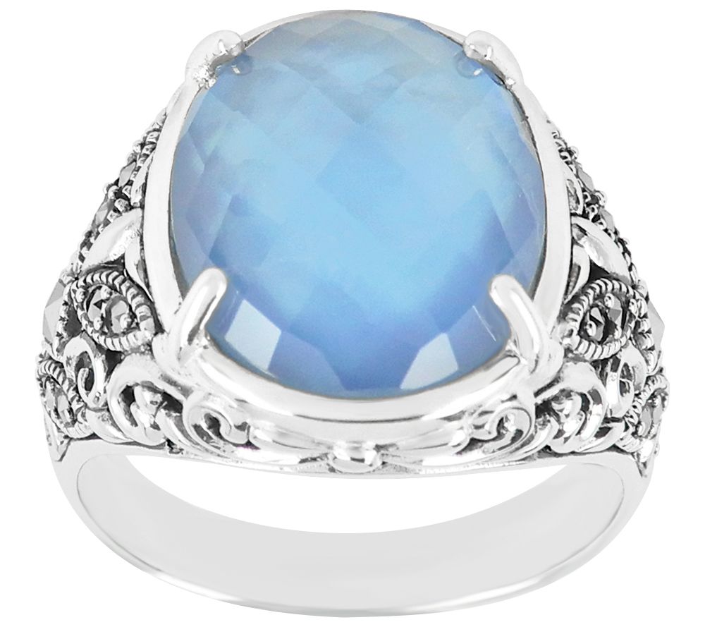 Blue mother of hot sale pearl ring