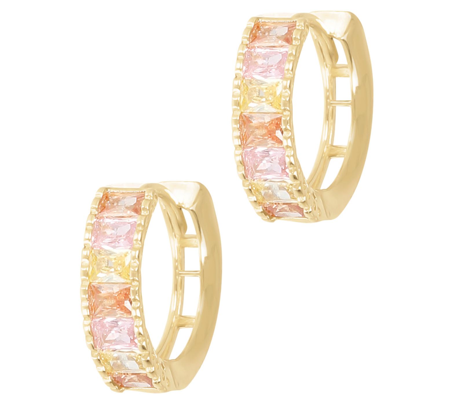 Diamonique 1.05 cttw Multi-Color Round Hoop Earrings, 14K Gold