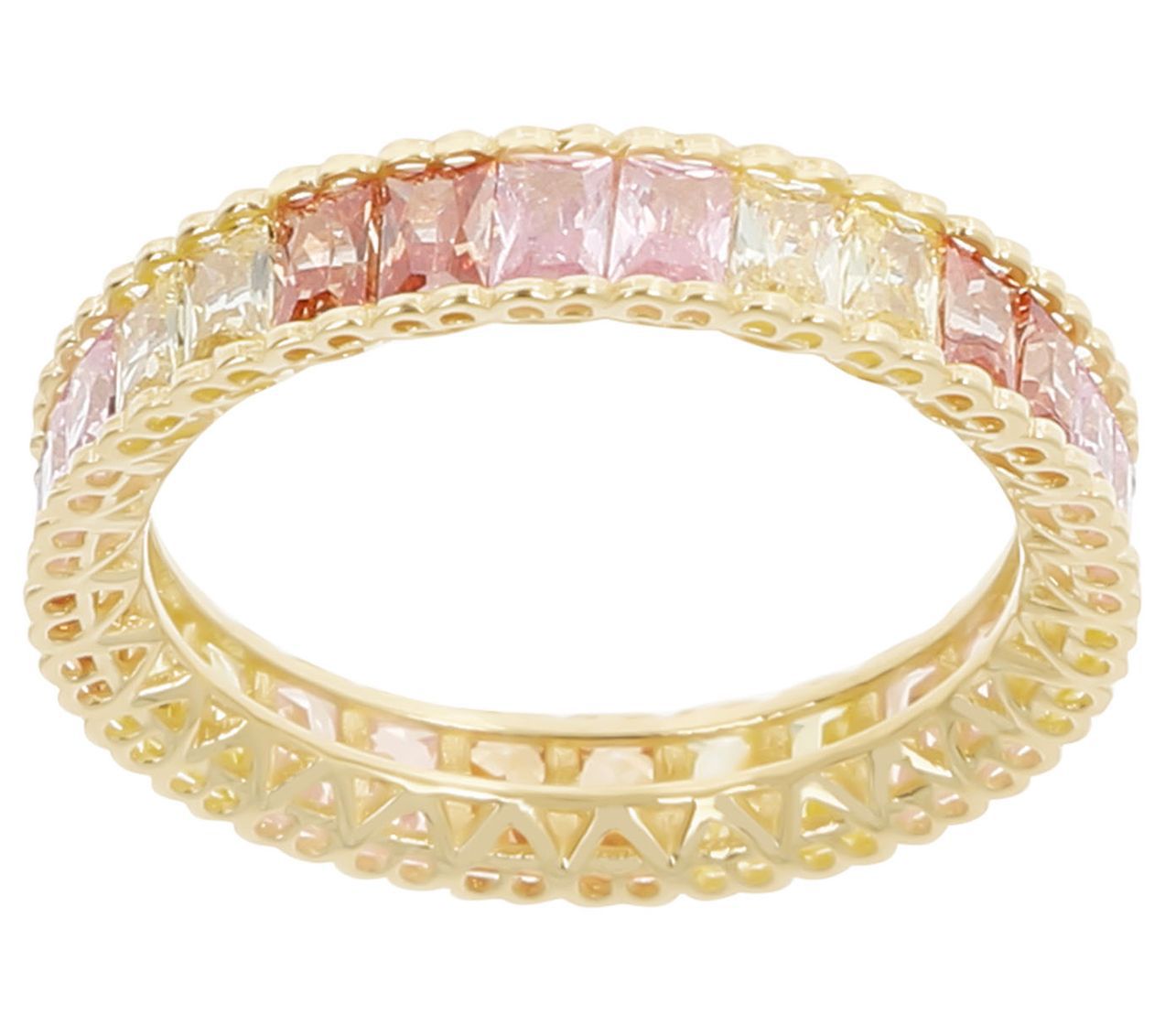 Diamonique Multi-Color Baguette Eternity Band,4K Gold