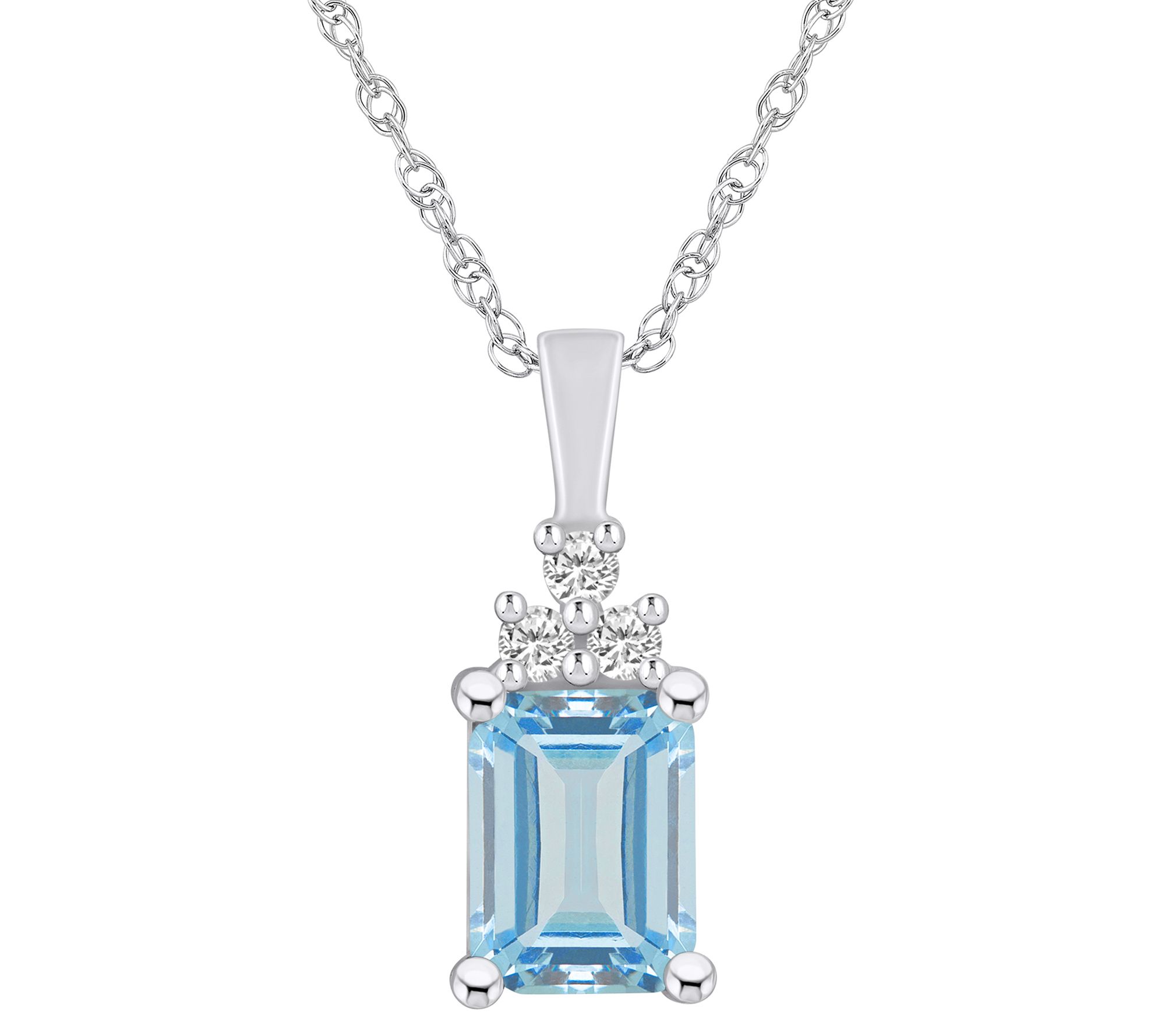 Affinity Gems Aquamarine & Diamond Pendant w/ Chain, 14K Gold