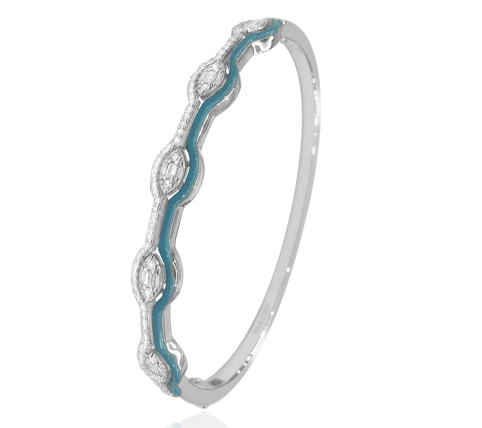 Affinity Diamonds Teal Enamel Bracelet, 0.75 cttw, Sterling