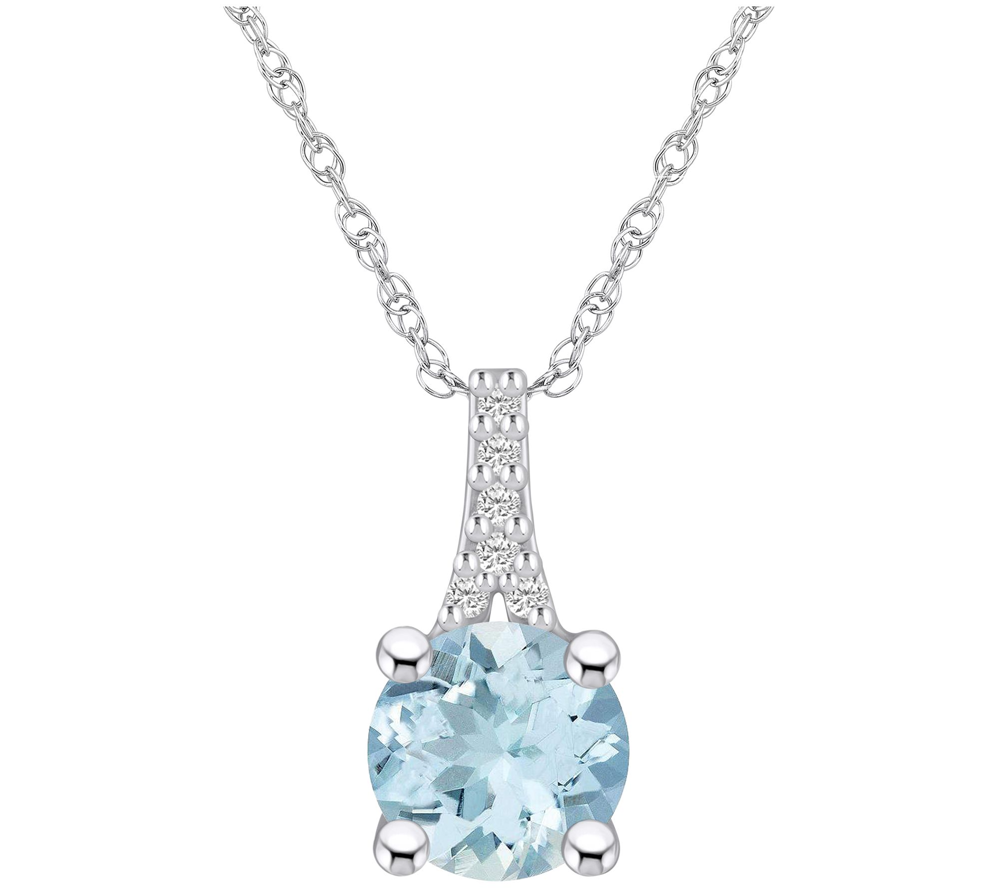 Affinty Gems Round Gemstone & Diamond Pendant w/ Chain, 14K
