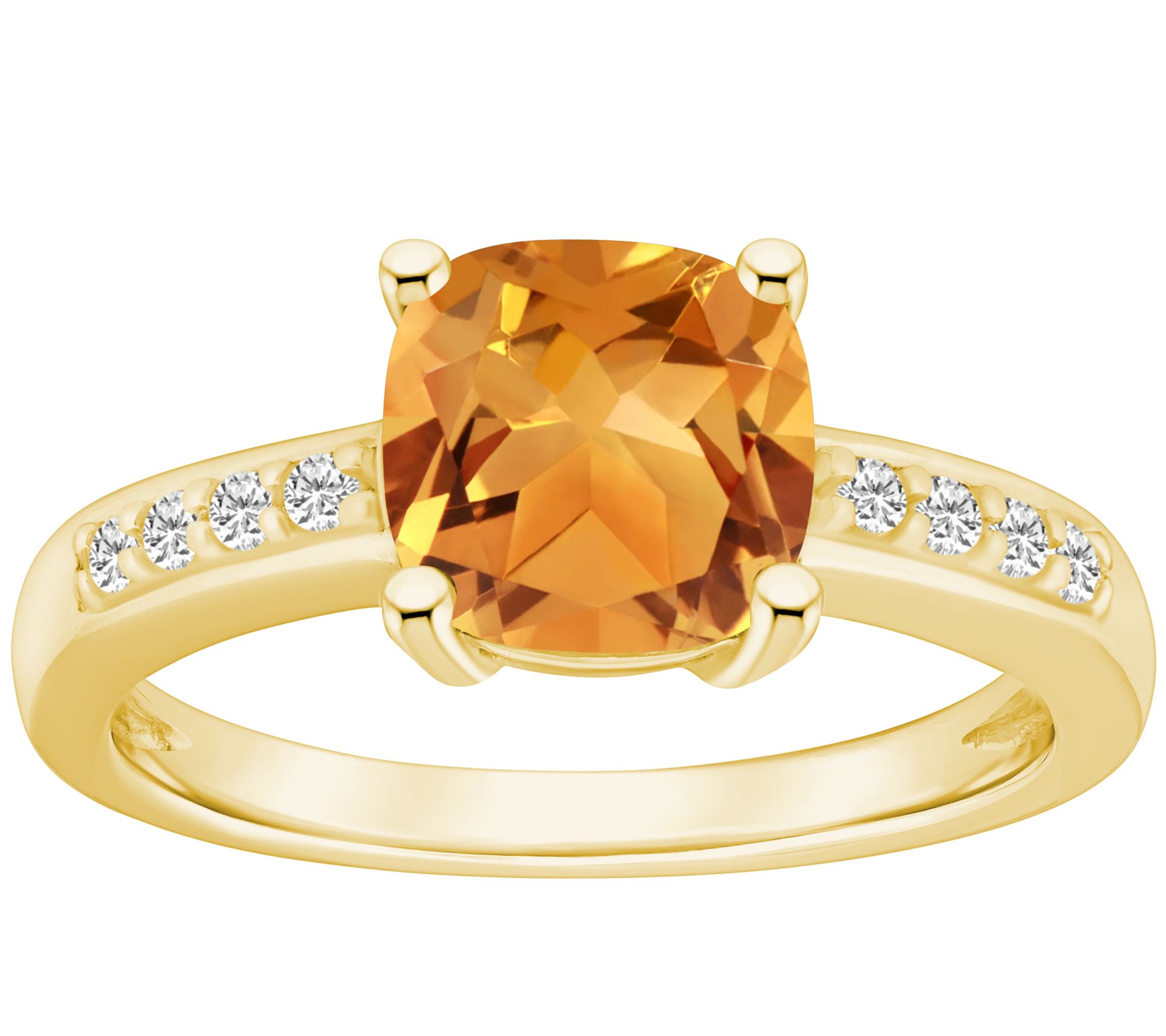 Affinity Gems Cushion Gemstone & Diamond Ring, 14K Gold
