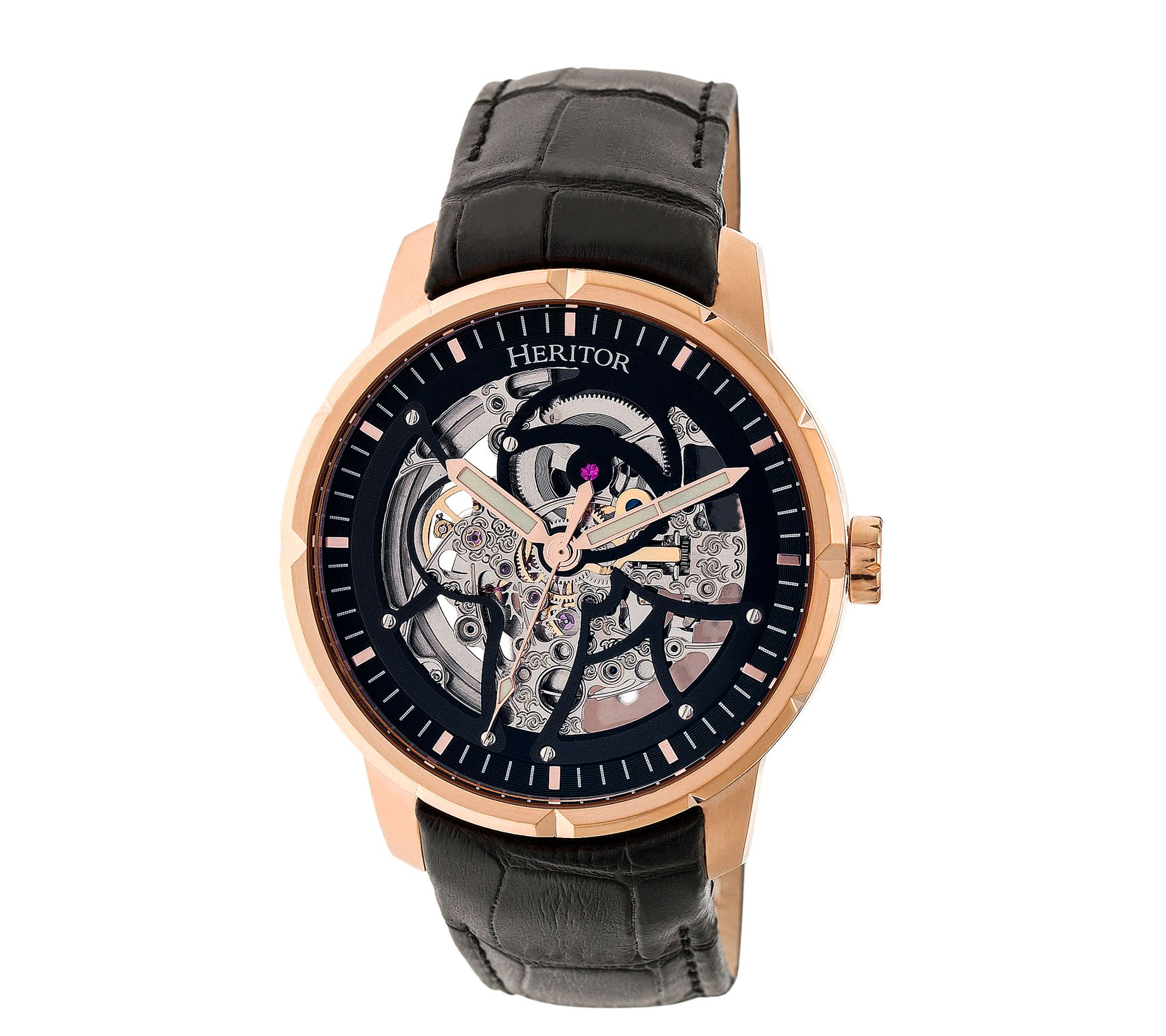 Heritor Automatic Men's Ryder Stainless Black and Rose Watch