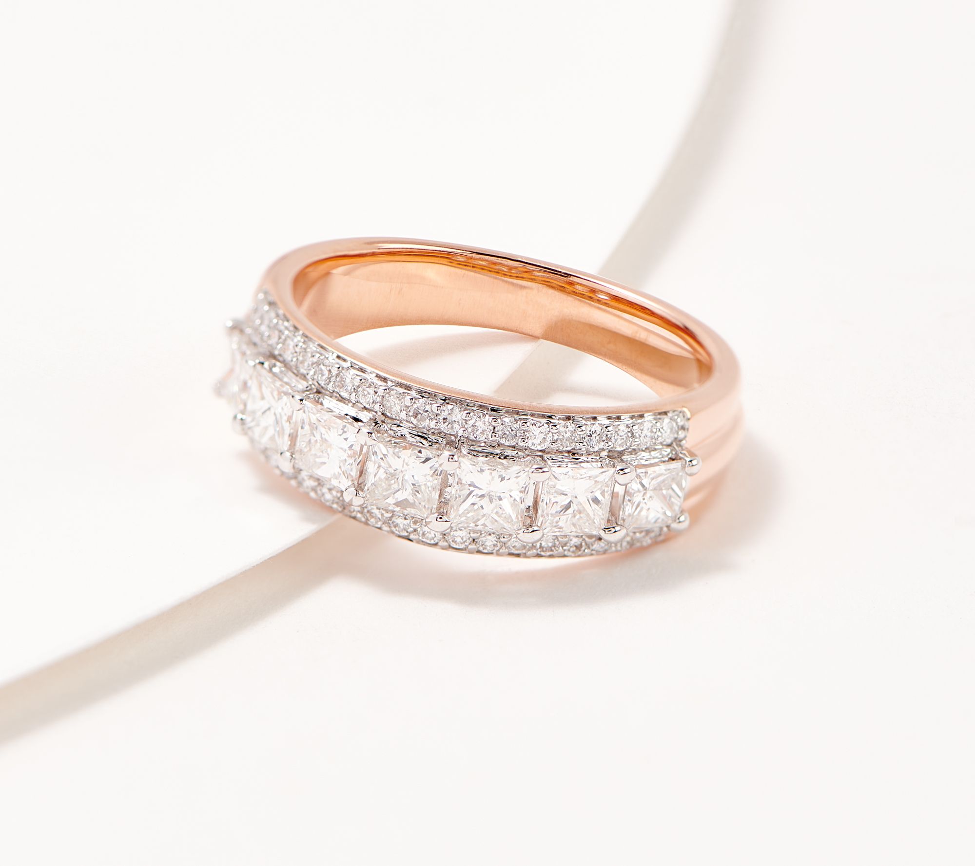 As Is Affinity Diamonds Triple Row Anniversary Band 14K Gold QVC