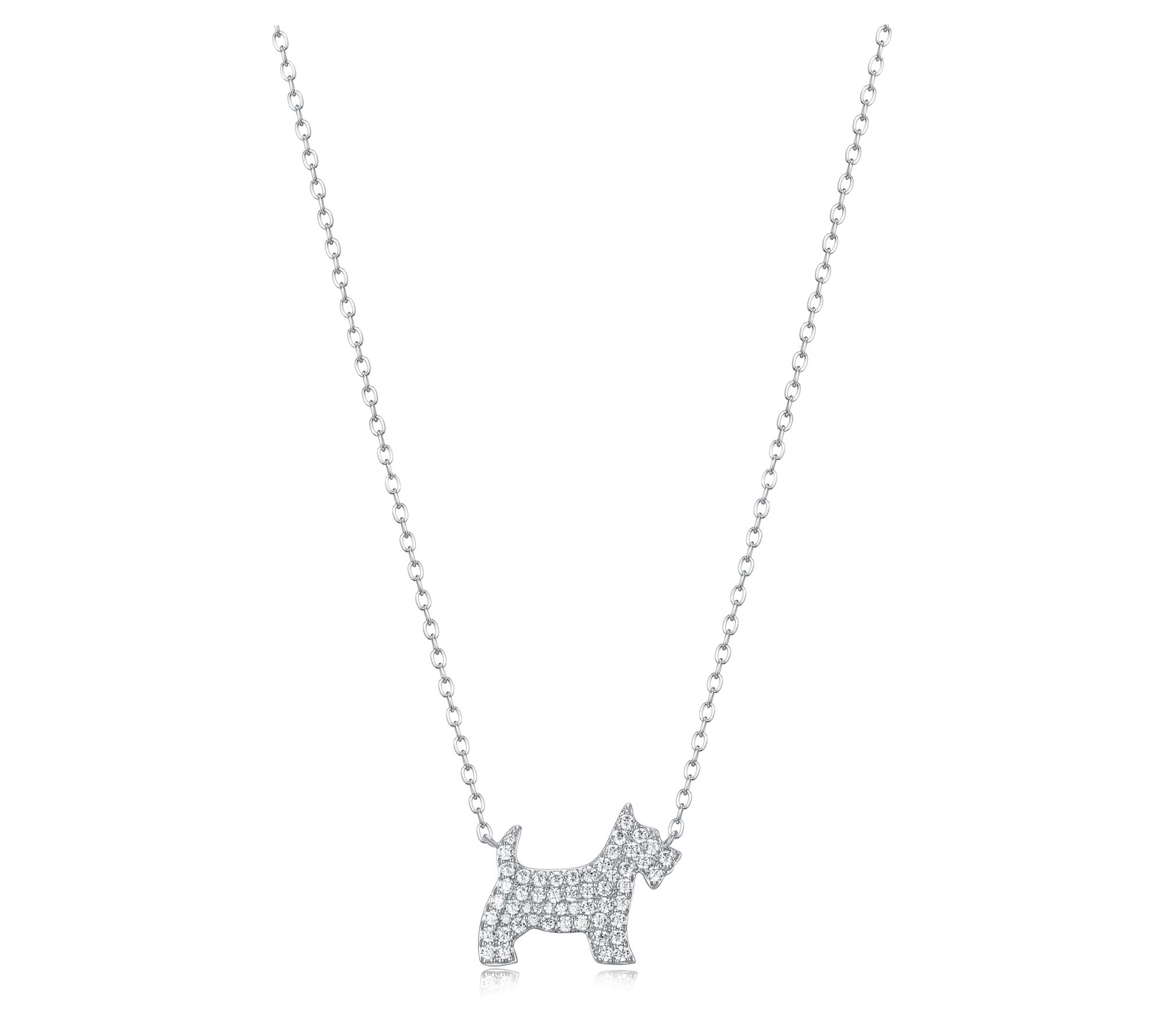 Diamonique 0.75 cttw Scottish Terrier Necklace, Sterling