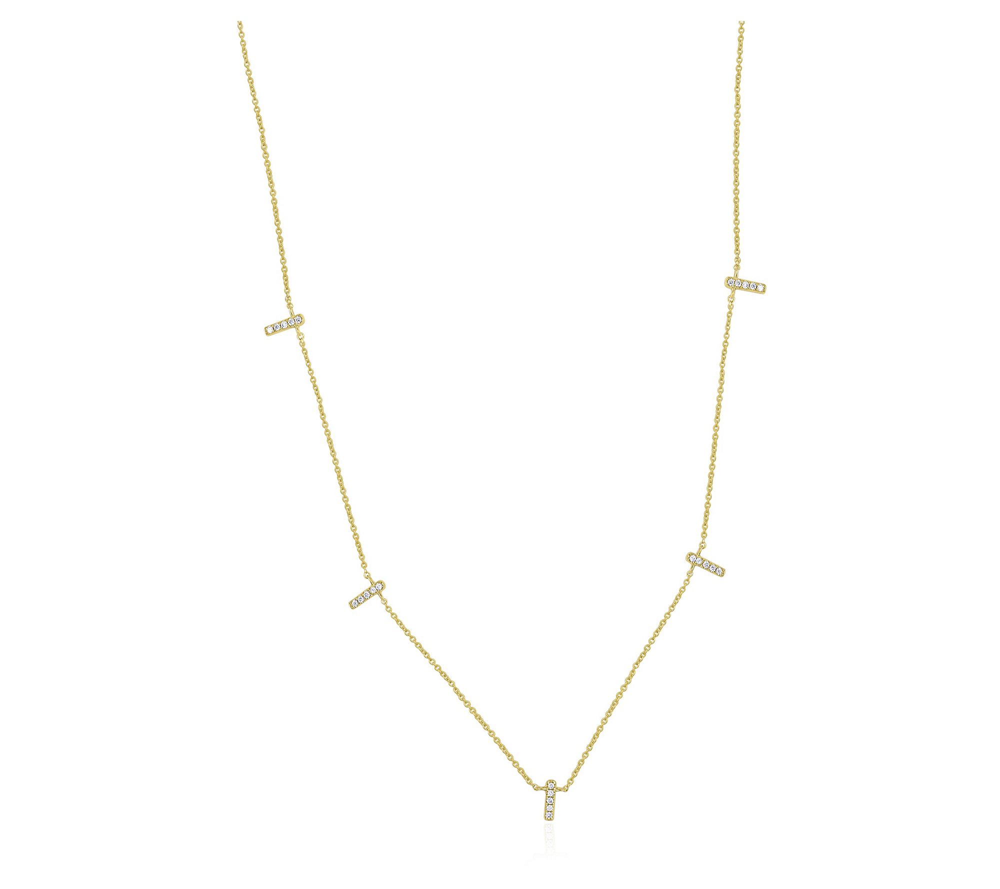 ByGOLDGIRL x QVC Diamond Bar Station Necklace,14K Gold