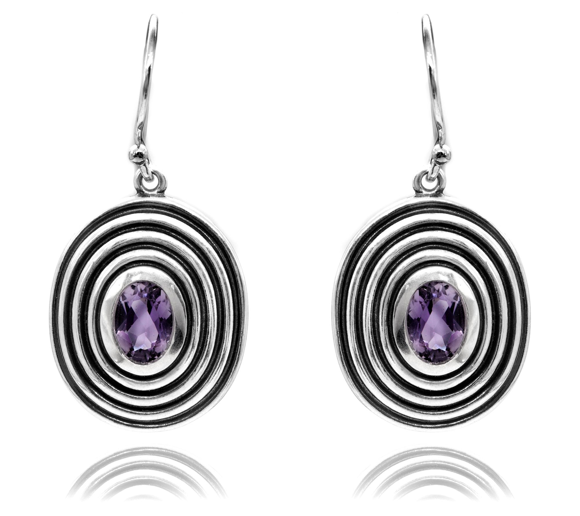 Or Paz Sterling Silver Gemstone Textured Dangle Earrings