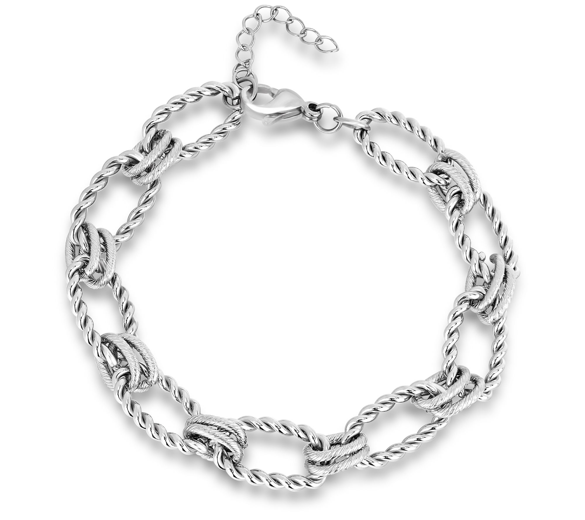 Steel By Design Rope Texture Oval Link Bracelet