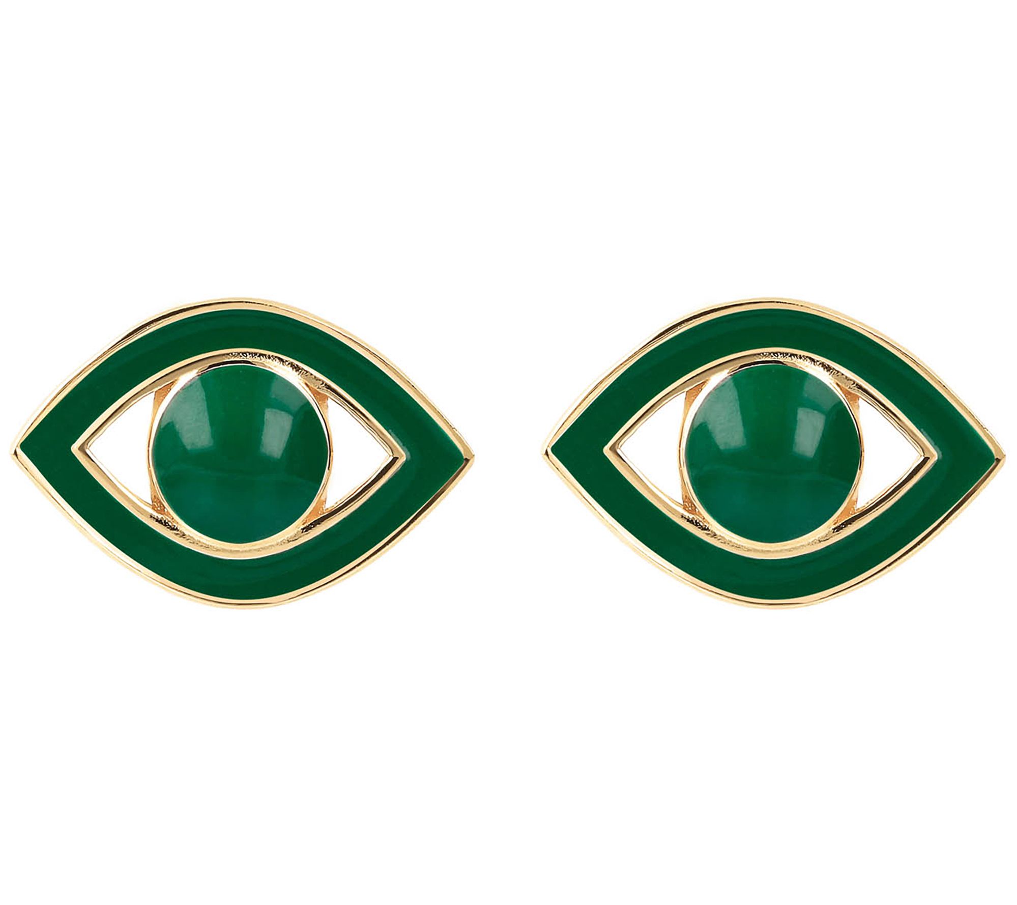 Netali Nissim Enamel Evil Eye Stud Earrings, 18K Gold Plated