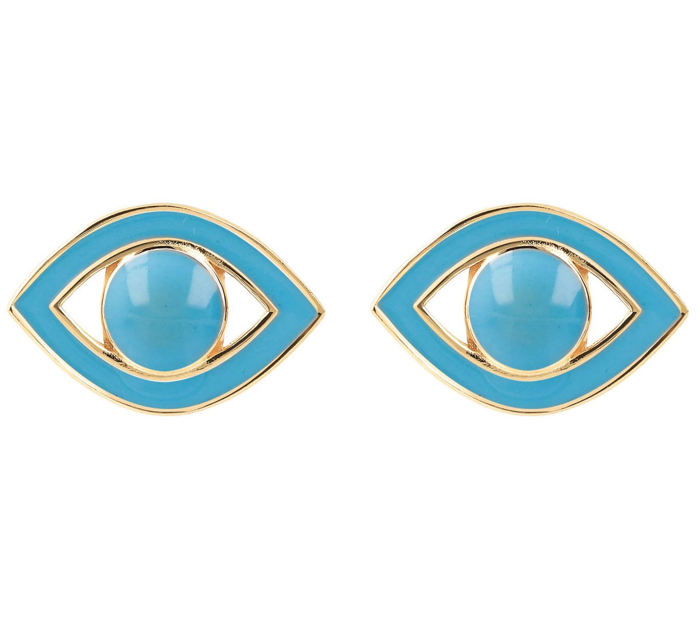 Netali Nissim Enamel Evil Eye Stud Earrings, 18K Gold Plated