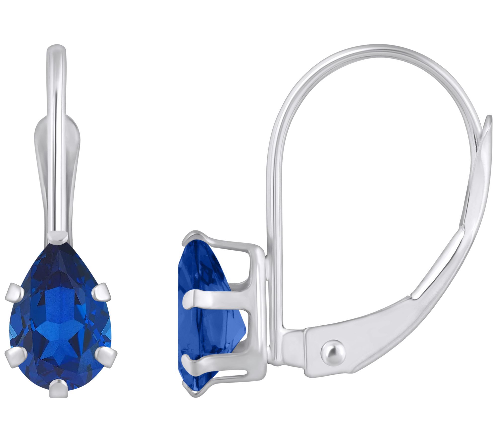 Affinity Gems Created Pear Leverback Earrings, 10K White Gold