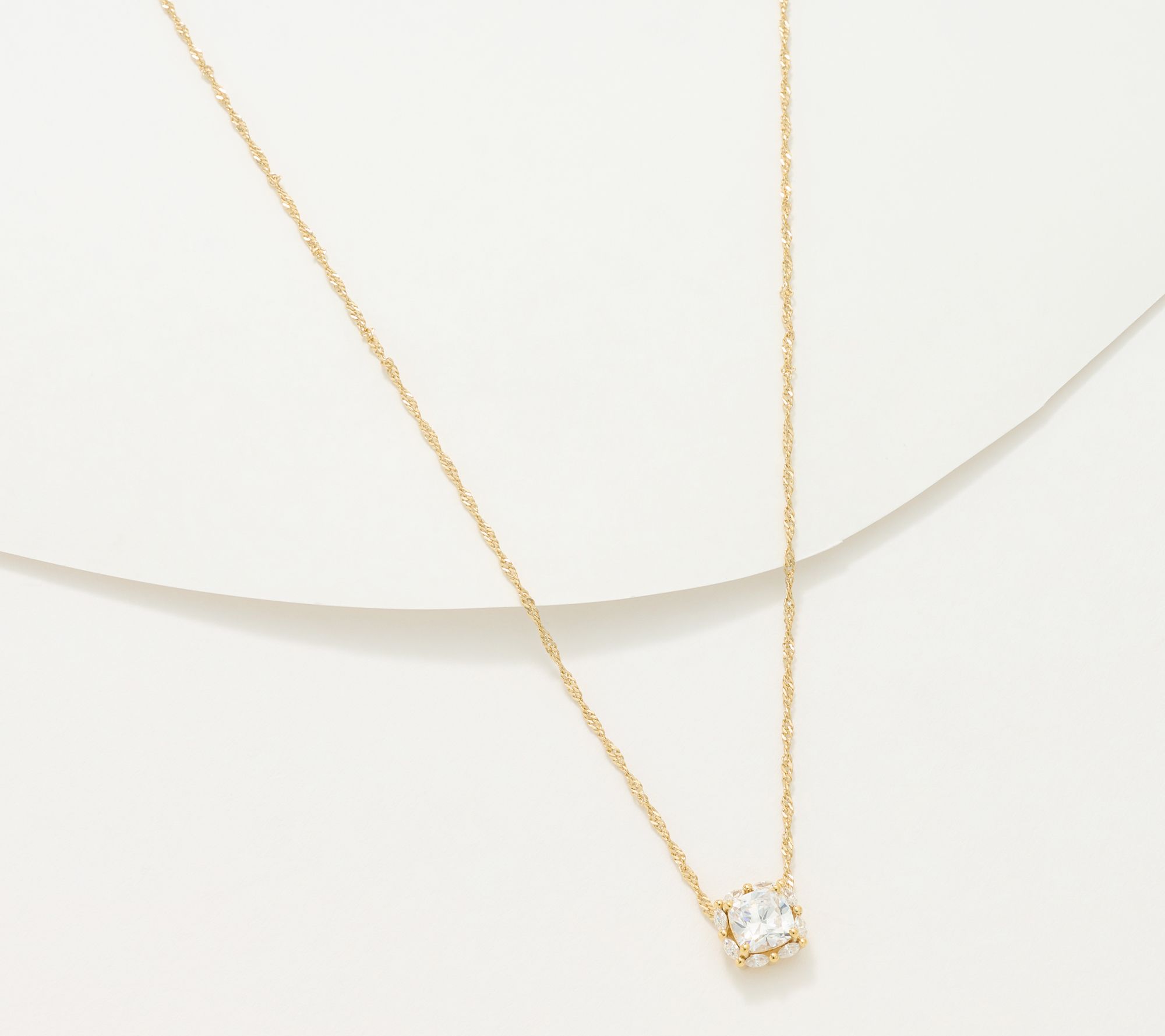 Diamonique Marquise Halo Necklace w/ Singapore Chain Diamonique Marquise Halo Necklace w/ Singapore Chain