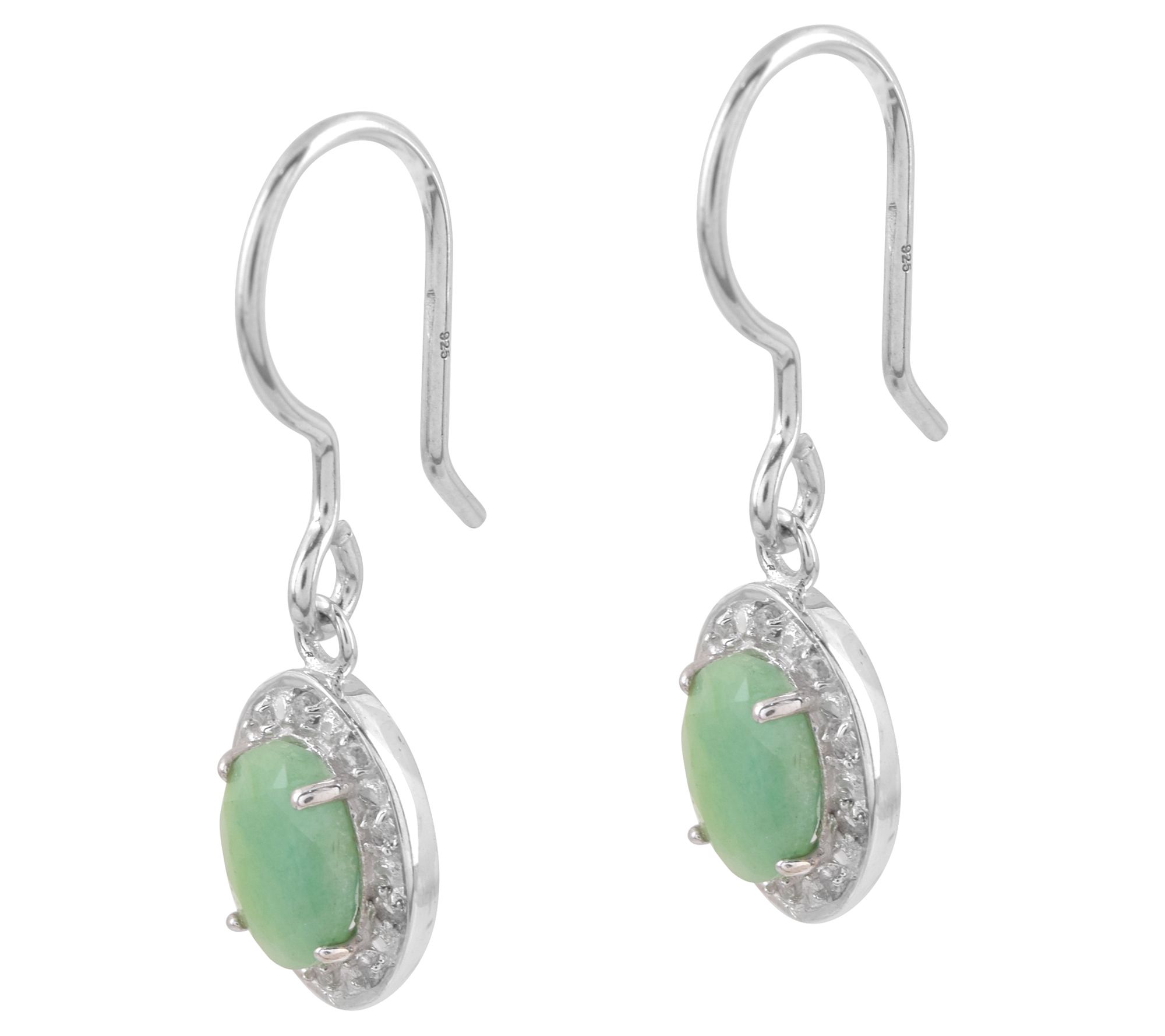 Affinity Gems Emerald & White Topaz Dangle Earrings, Sterling