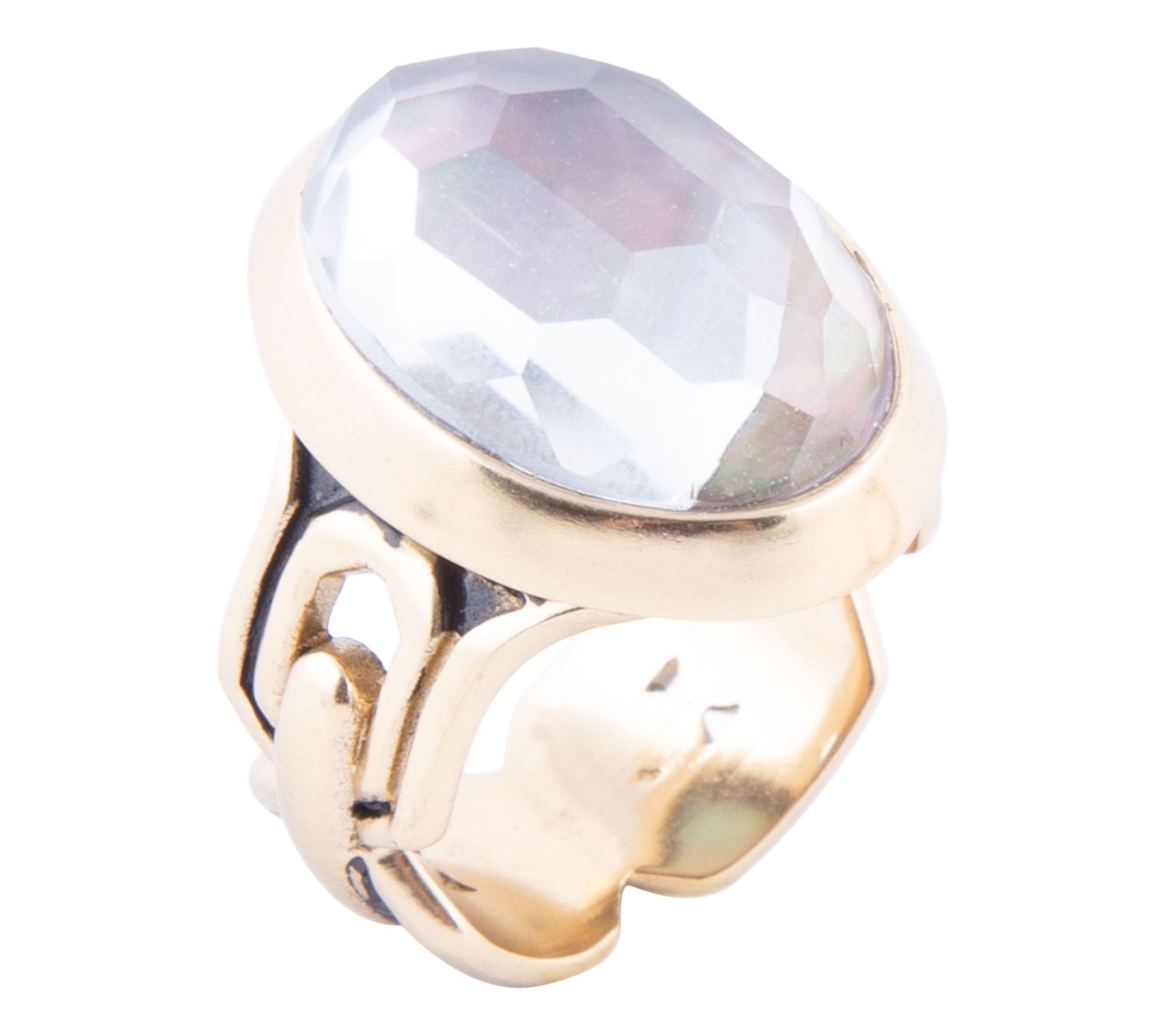 Barse Artisan Crafted Bronze Etto Black Motherof Pearl Ring