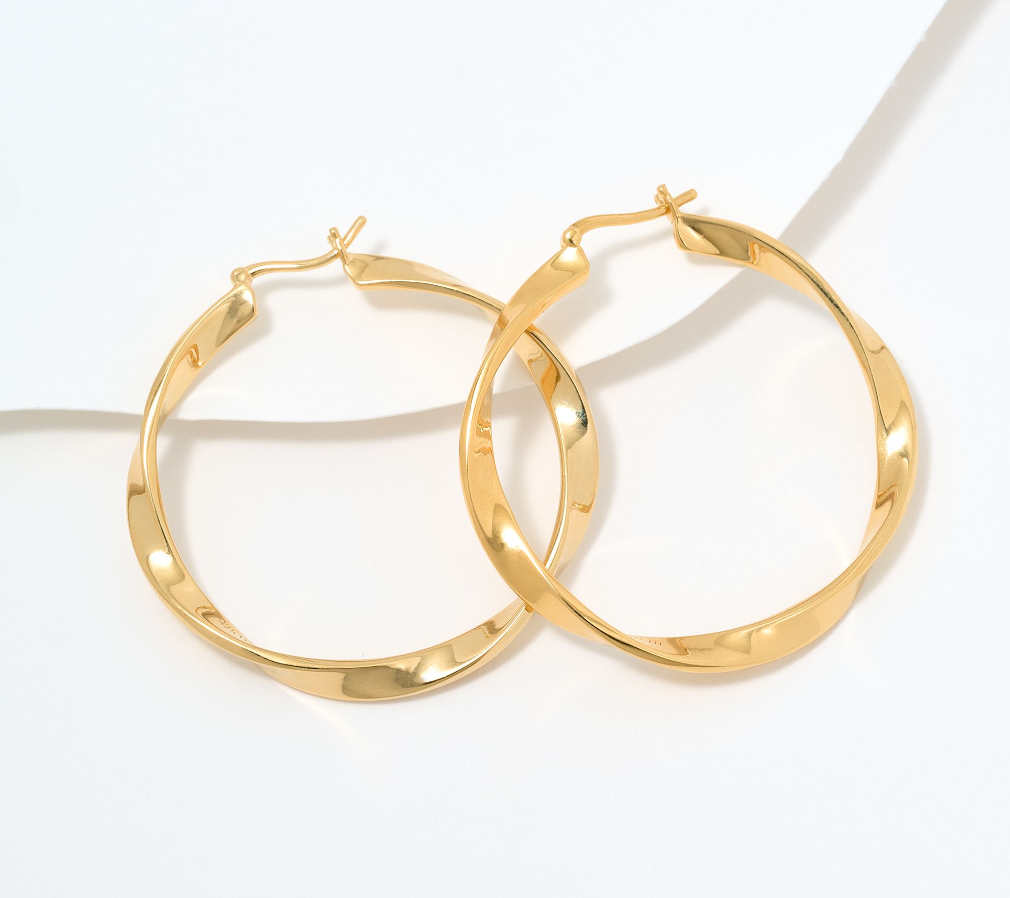 Christian James by Scott Grimes 14K Gold Clad 1-1/2" Ripple Hoop Earrings