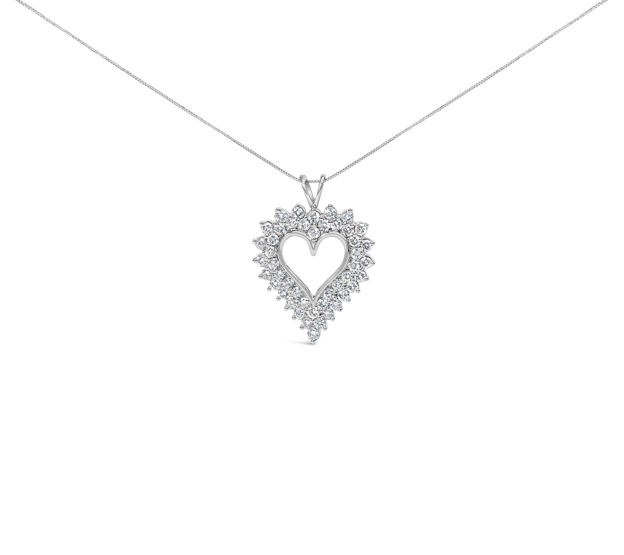 Haus of Brilliance 3.00 cttw Diamond Heart Necklace, Sterling
