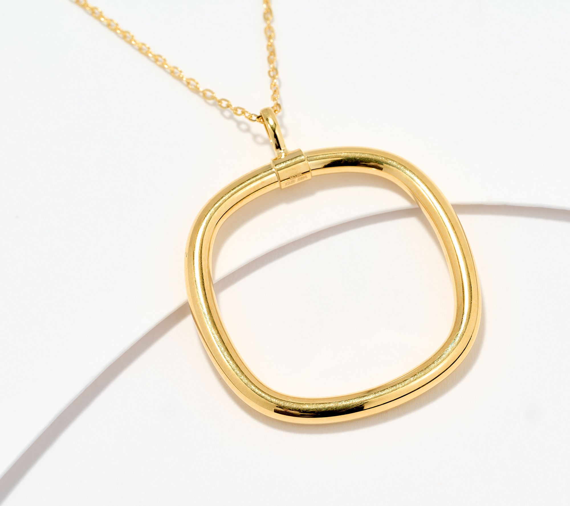 "As Is" David Markstein 14K Gold 1" Cushion Pendant with 18" Chain