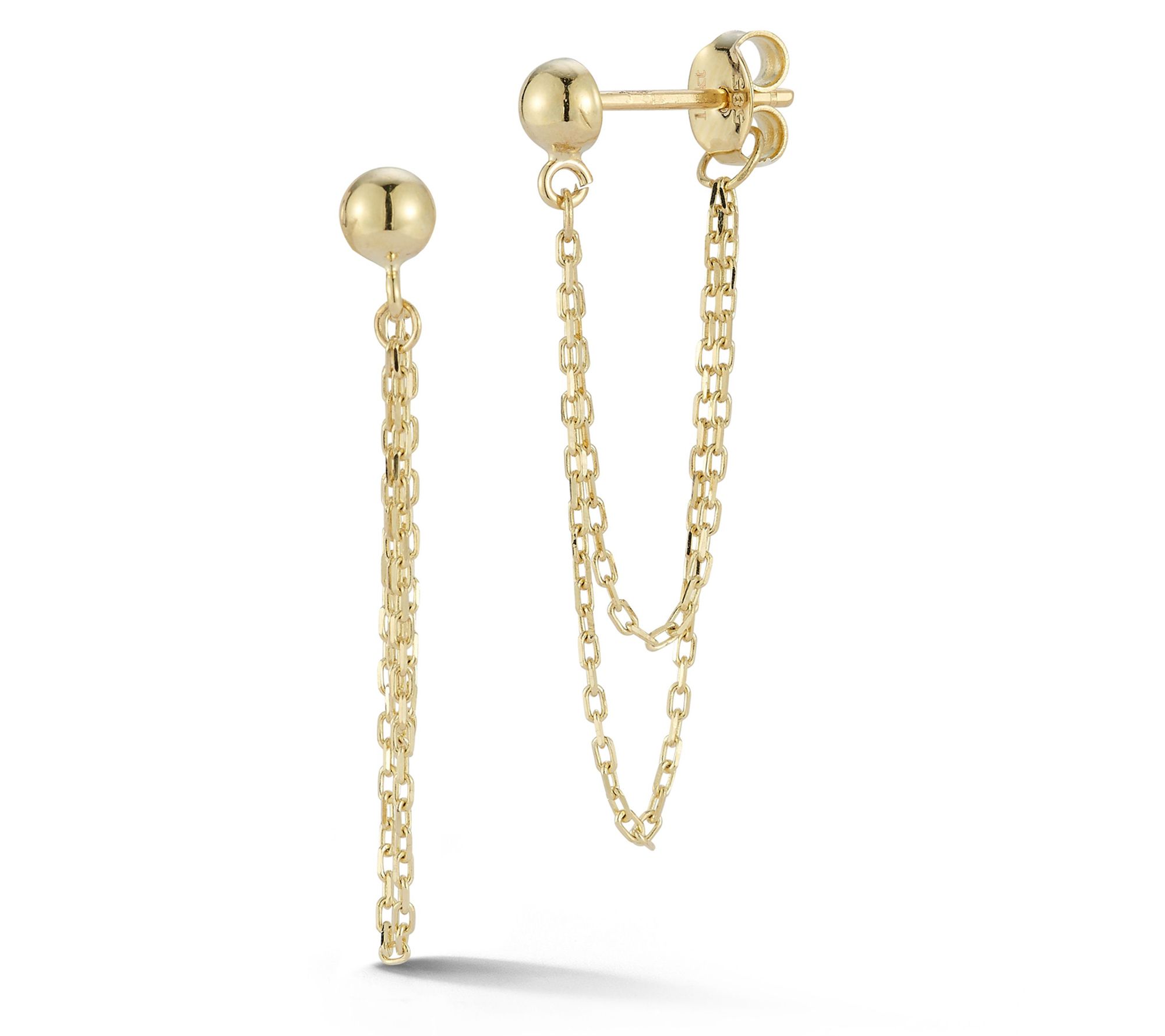 Luminosa Gold Double Chain Dangle Drop Earrings, 14K