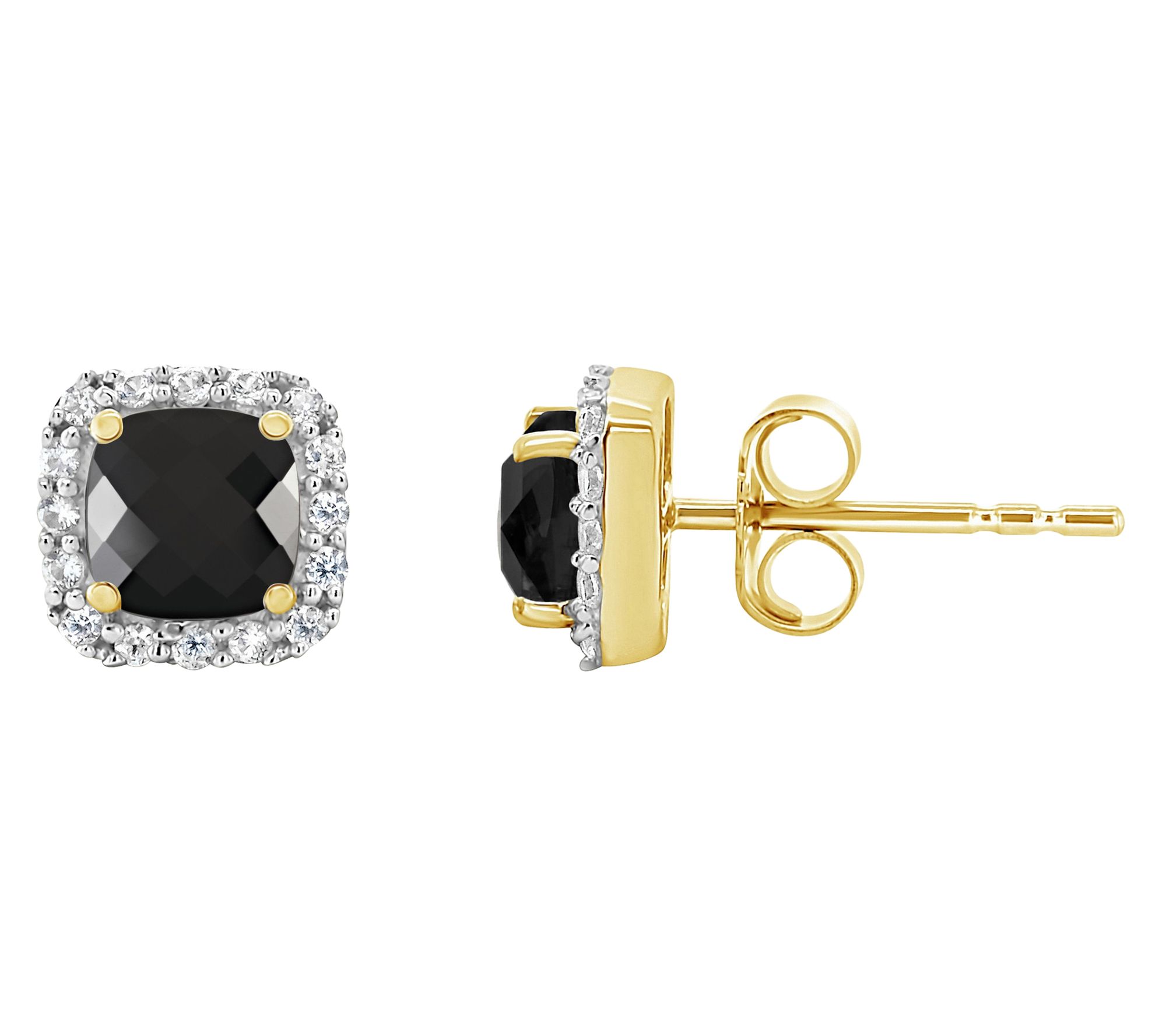 Affinity Gems Cushion Gemstone Halo Stud Earrings, 10K Gold