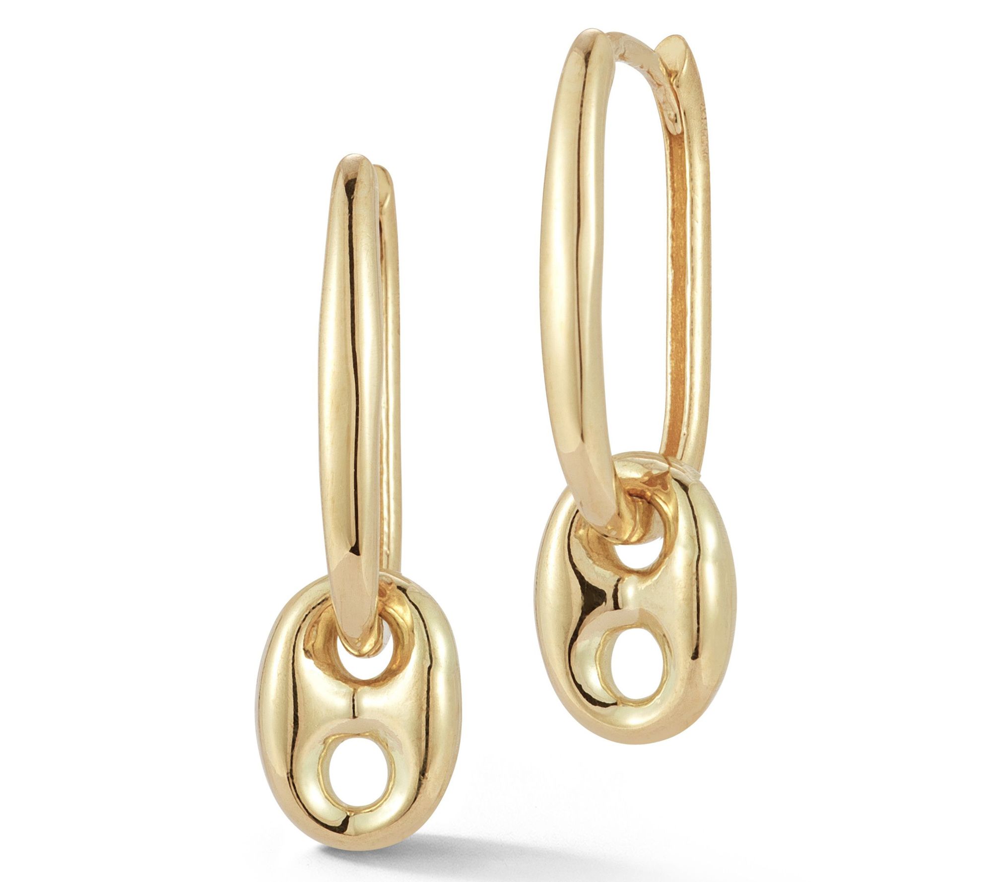 Luminosa Gold Puffed Mariner Charm Huggie Earrings, 14K
