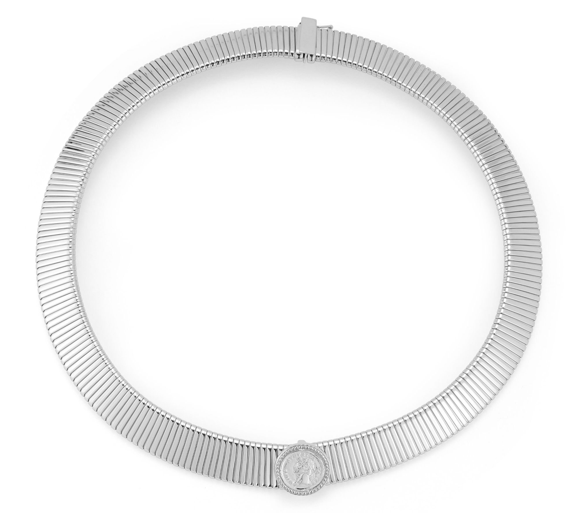 Italian Silver Coin Tubogas Chain Necklace, Sterling