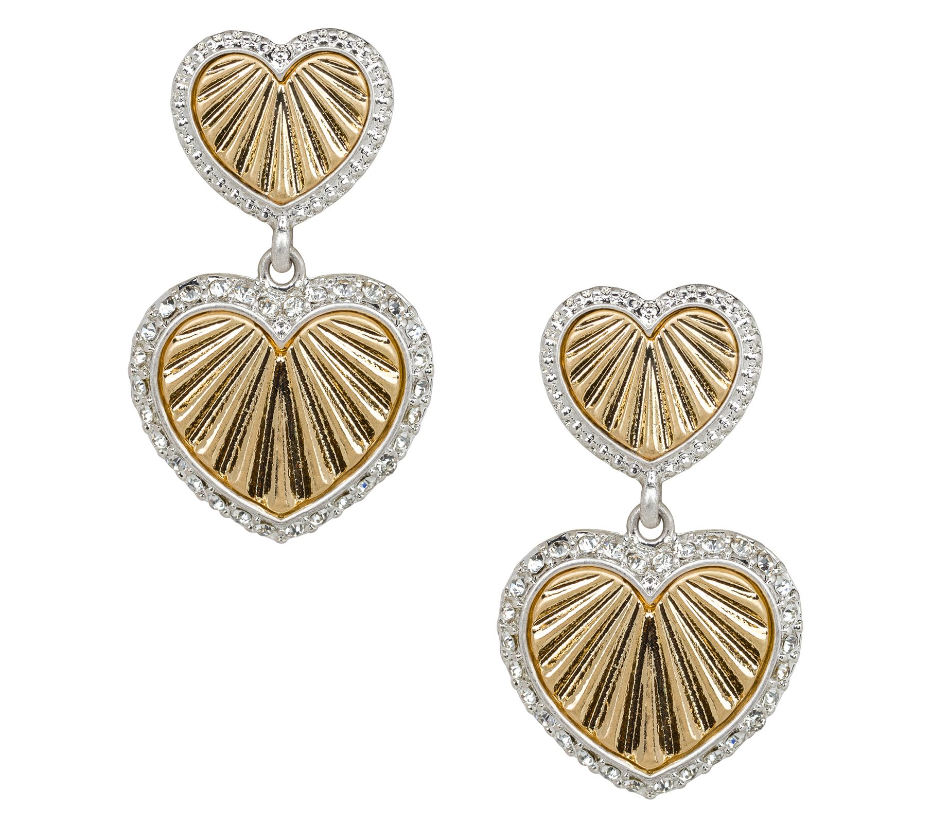 Patricia Nash Lovely Sparkle Double Heart DropEarrings