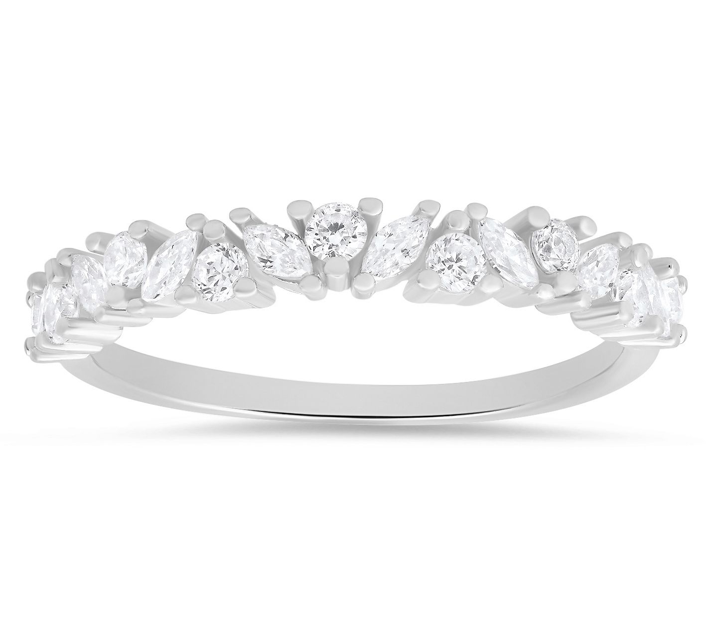Diamonique Marquise Cut Band Ring, Sterling Silver