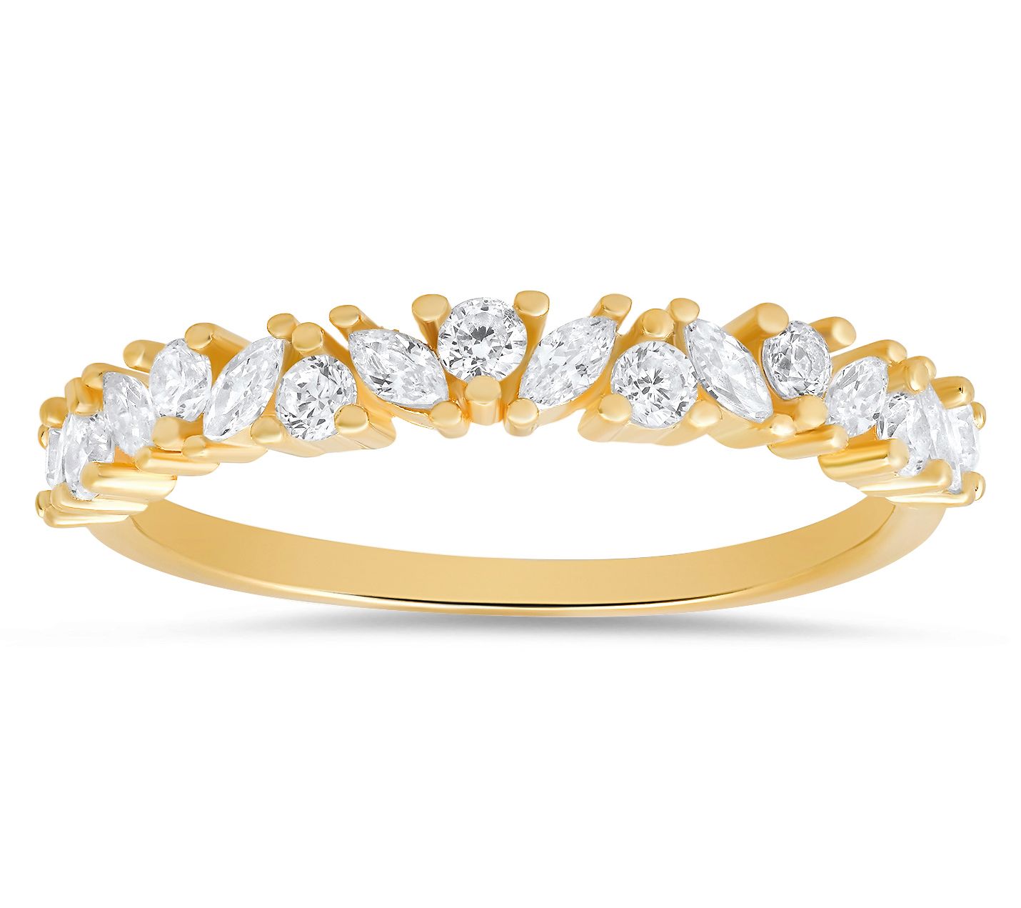 Diamonique Marquise Cut Band Ring, Sterling Silver