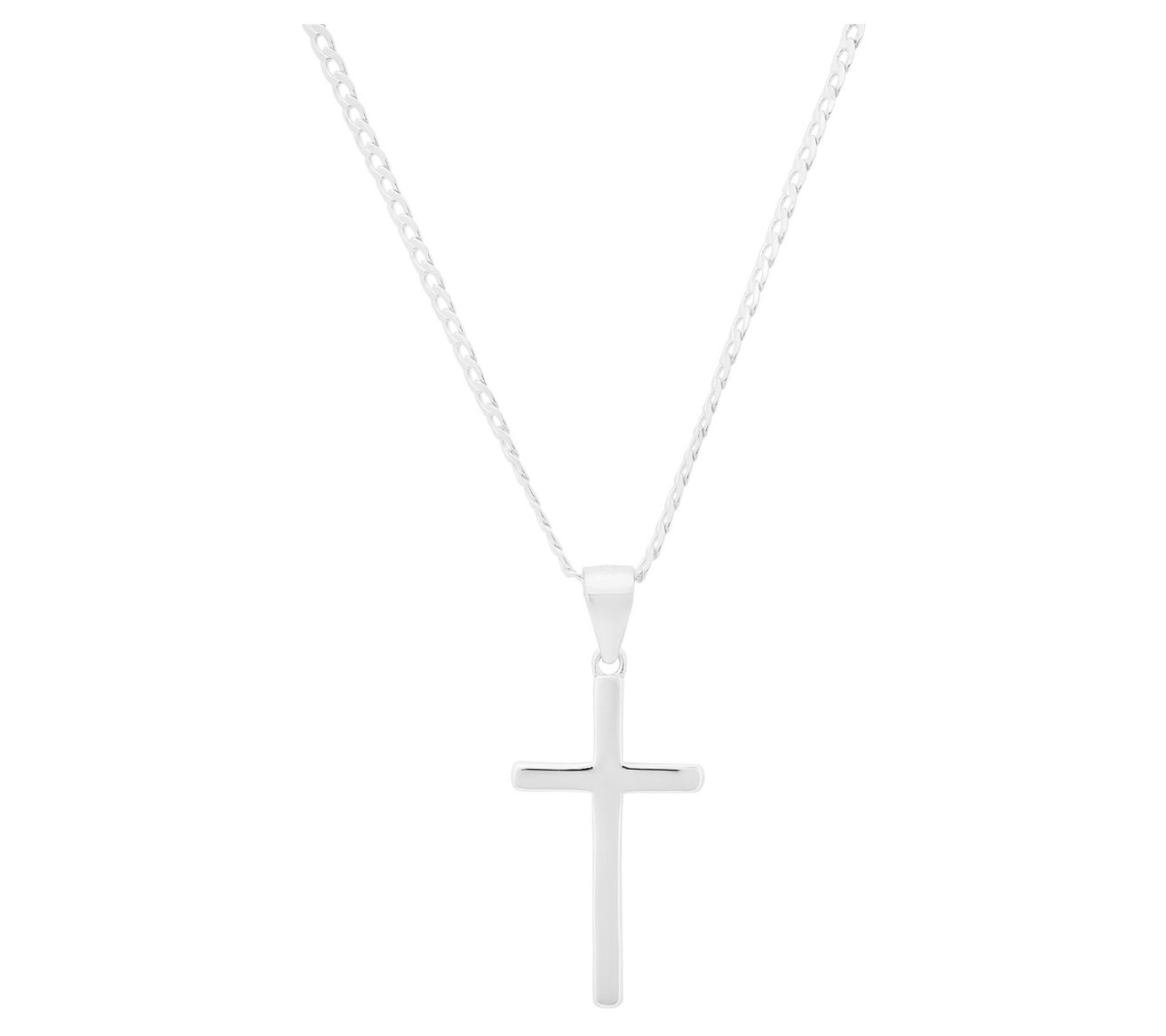 Silver Style Men's Cross Pendant w/ Chain, Sterling