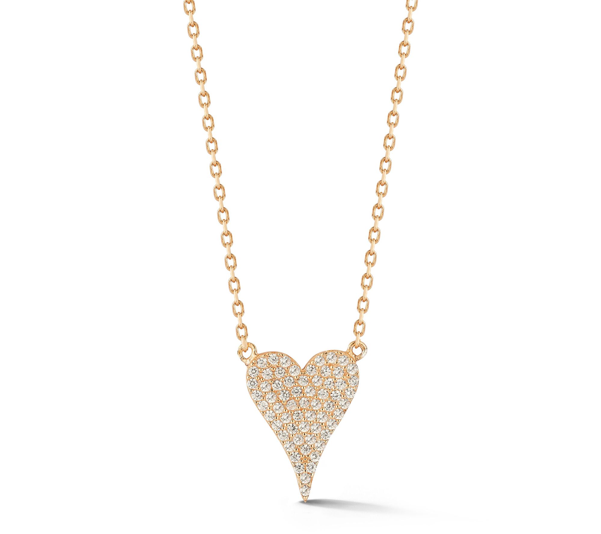 Sterlina Silver Dainty Pave Heart Necklace, Sterling