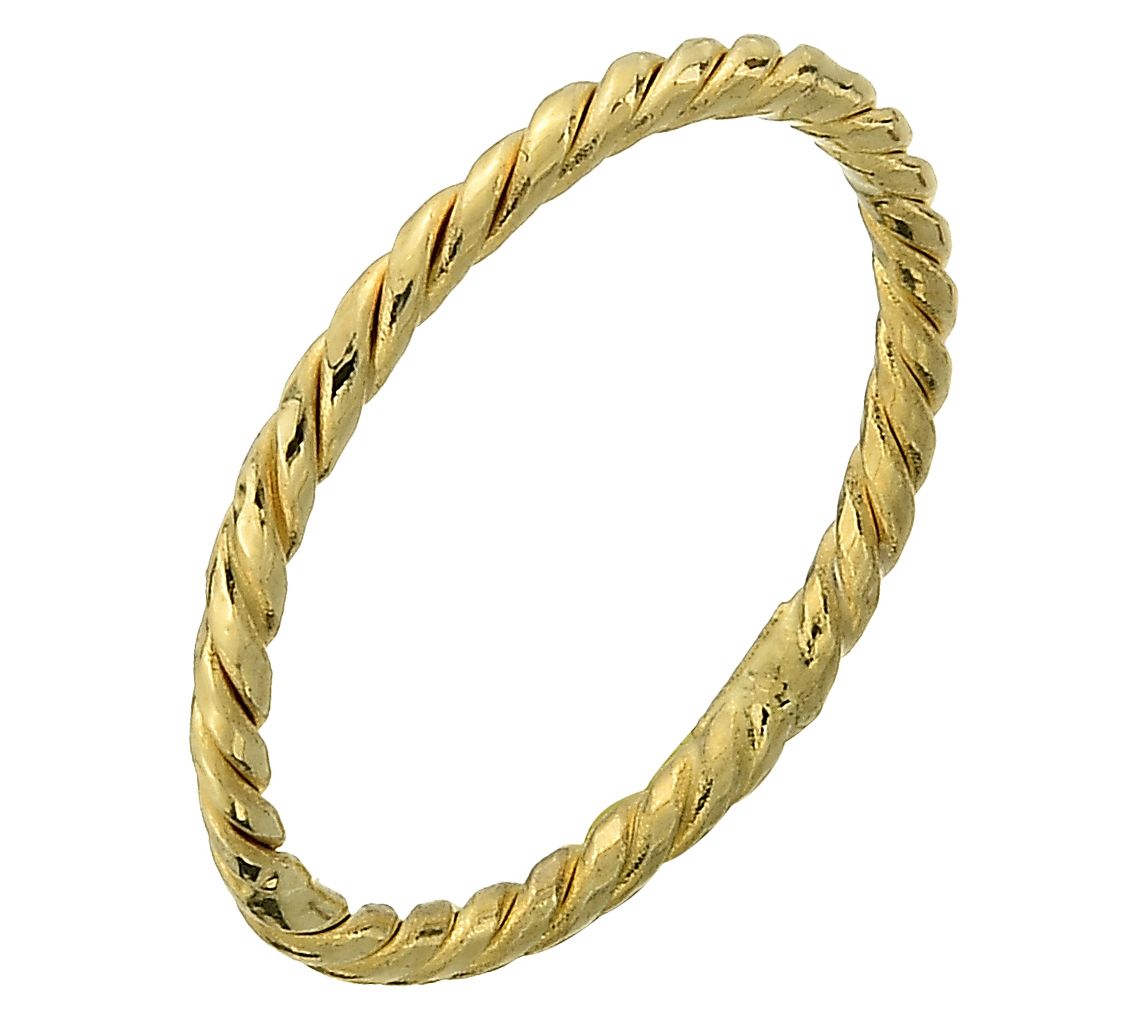 Adorna 14K Gold Polished Twist Rope Design BandRing