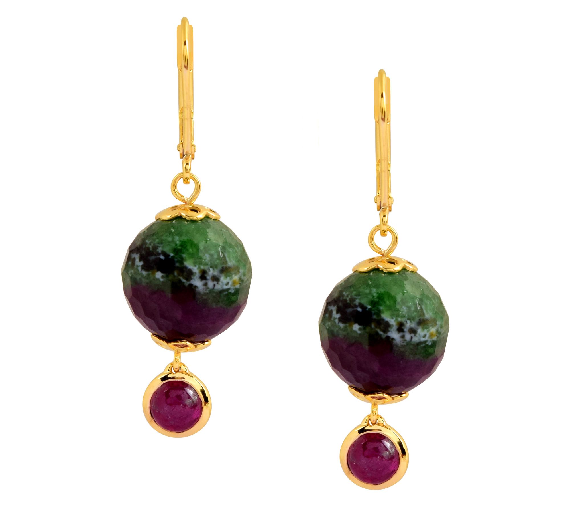 Affinity Gems Ruby & Ruby Zoisite Earrings, 14KGold Plated