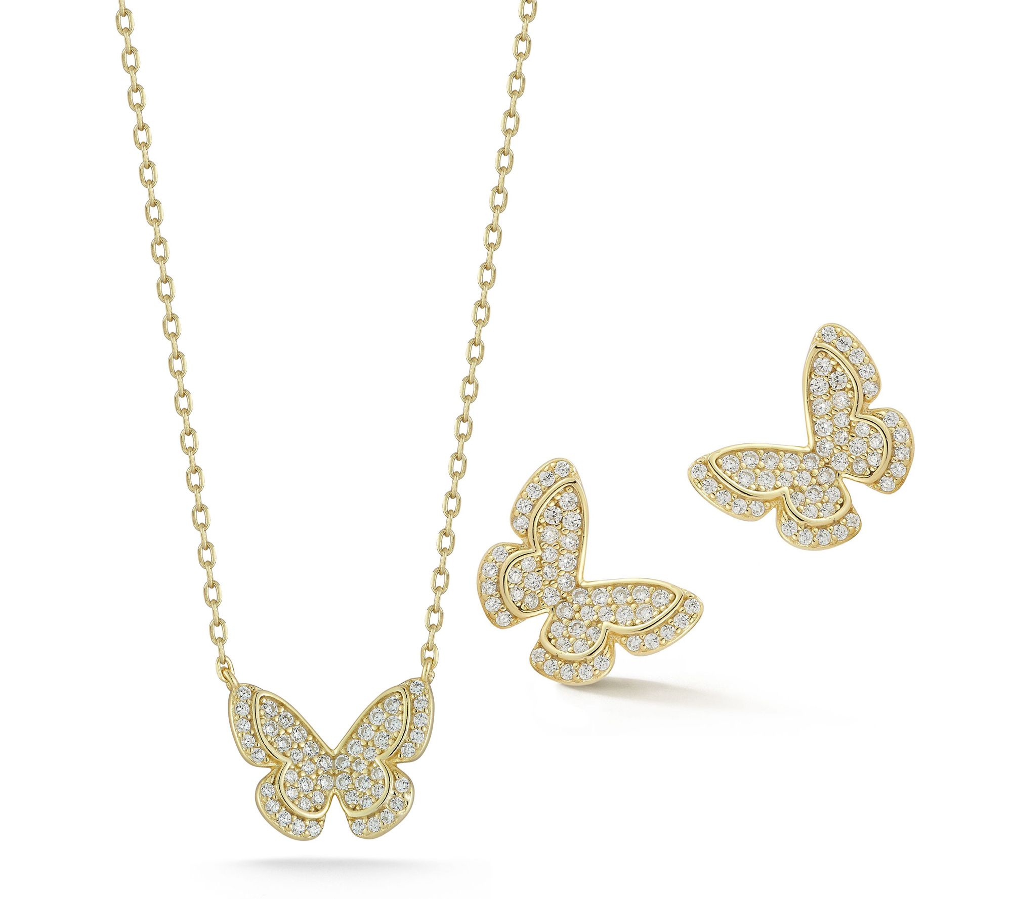 Sterlina Silver Butterfly Necklace & Earrings Set, Sterling