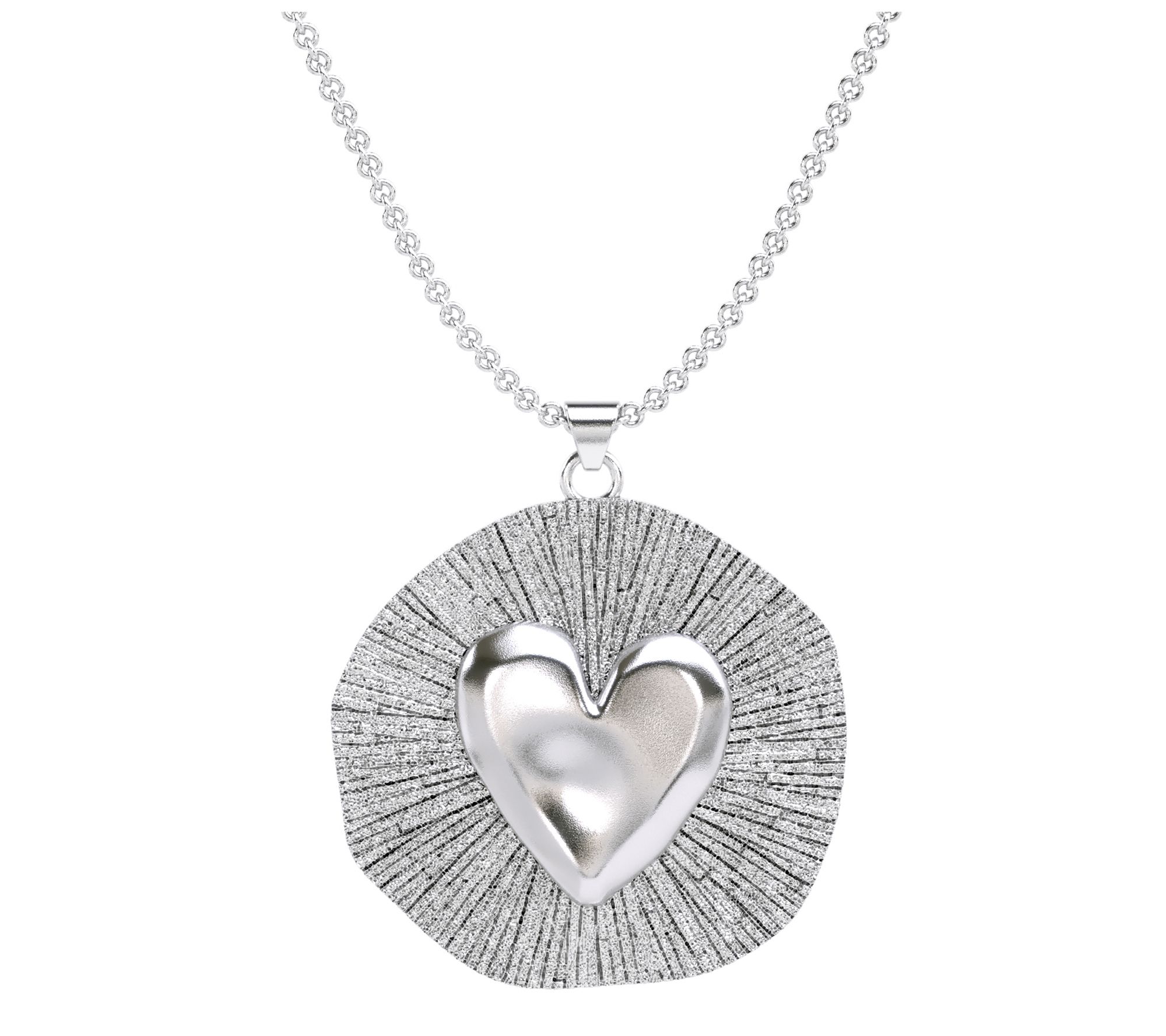 Or Paz Sterling Silver Textured Heart Pendant w/ Box Chain