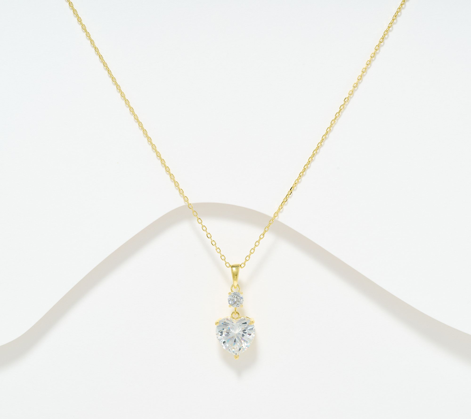  Diamonique Classics Heart Pendant Necklace, Sterling Silver